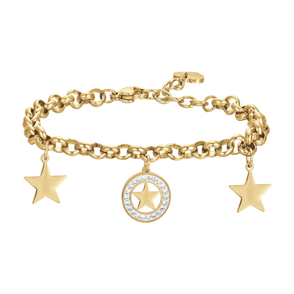 BRACCIALE DONNA IN ACCIAIO CON STELLE E CRISTALLI BIANCHI - Image 2