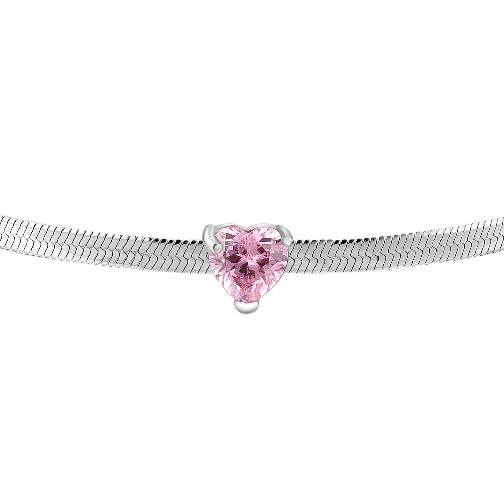 BRACCIALE DONNA IN ACCIAIO CON ZIRCONE ROSA - Image 5