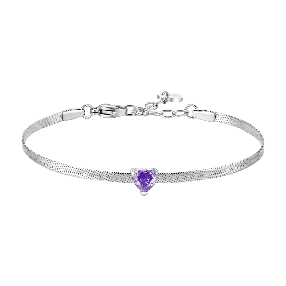 BRACCIALE DONNA IN ACCIAIO CON ZIRCONE VIOLA