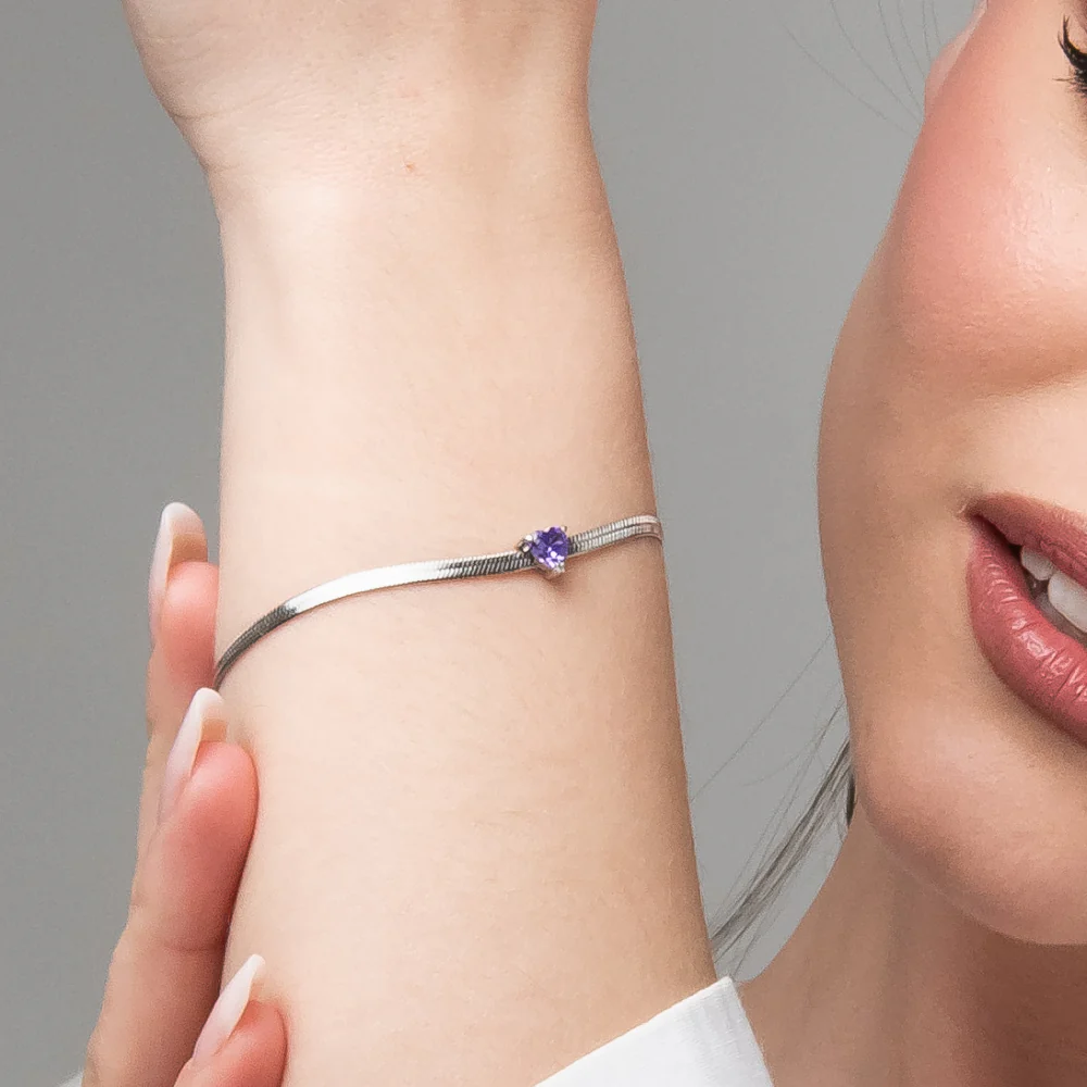 BRACCIALE DONNA IN ACCIAIO CON ZIRCONE VIOLA - Image 2