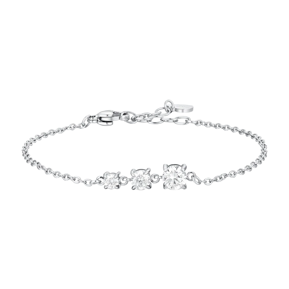 BRACCIALE DONNA IN ACCIAIO CON ZIRCONI BIANCHI