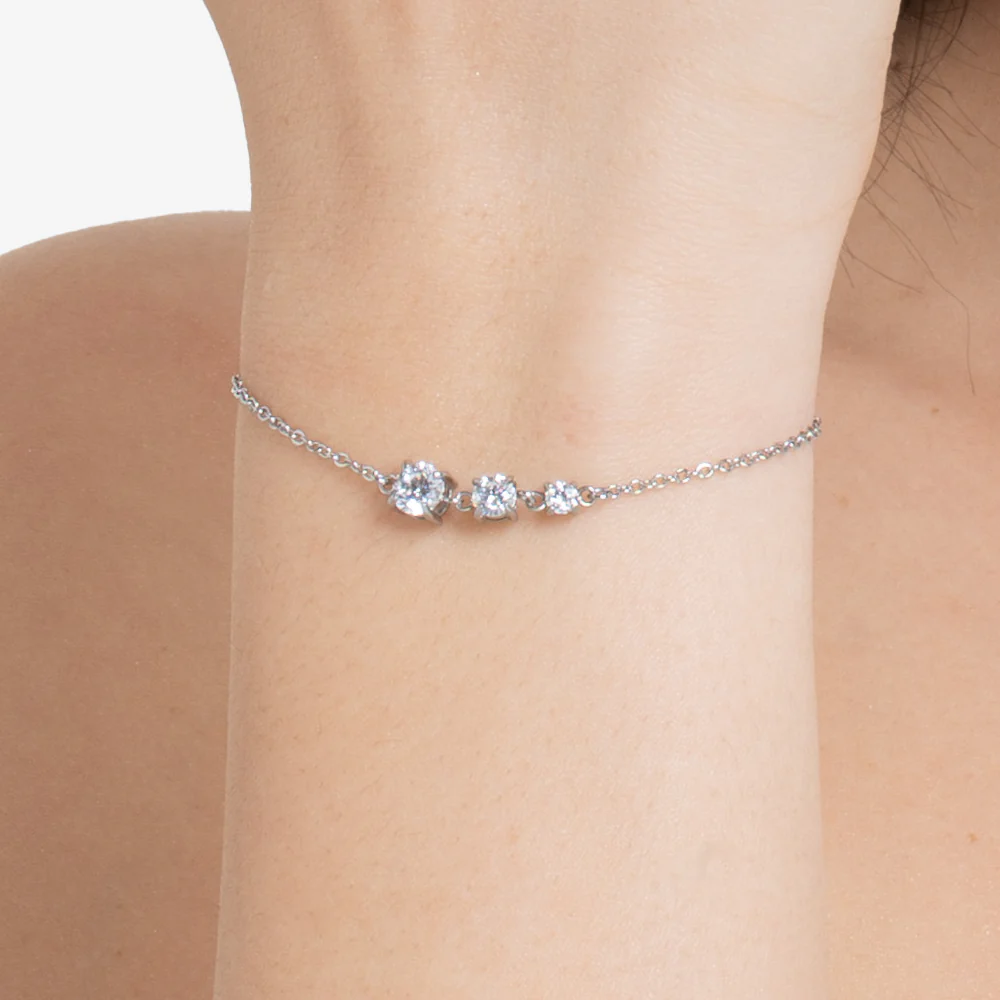 BRACCIALE DONNA IN ACCIAIO CON ZIRCONI BIANCHI - Image 2
