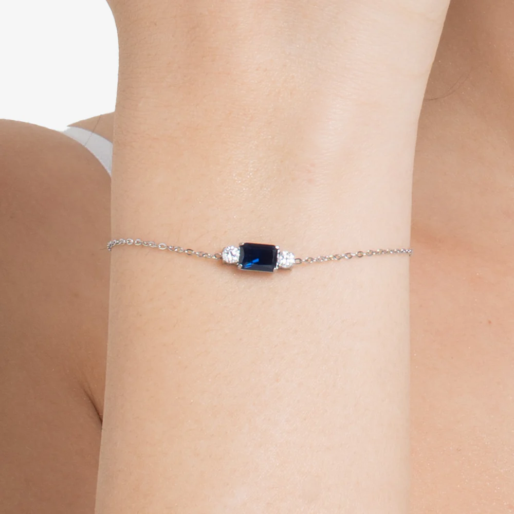 BRACCIALE DONNA IN ACCIAIO CON ZIRCONI BLU E BIANCHI - Image 2