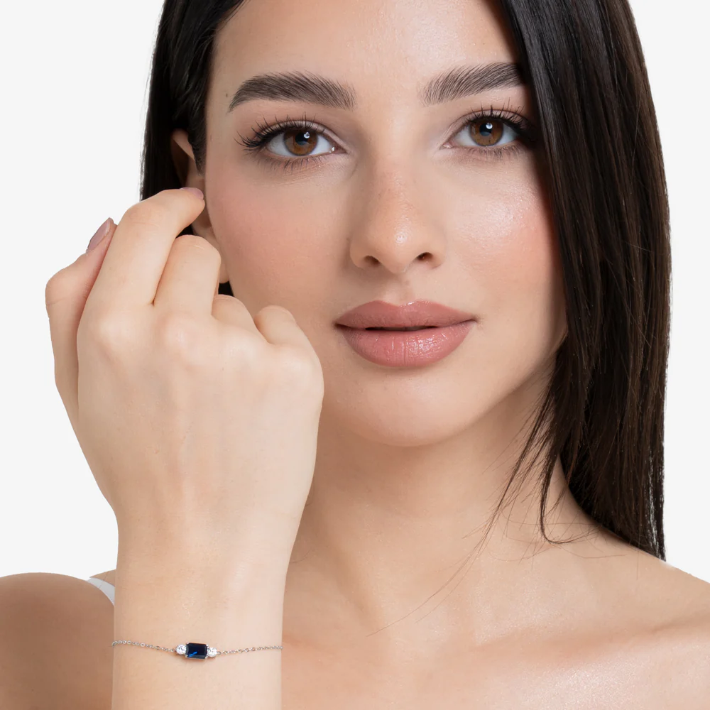 BRACCIALE DONNA IN ACCIAIO CON ZIRCONI BLU E BIANCHI - Image 3