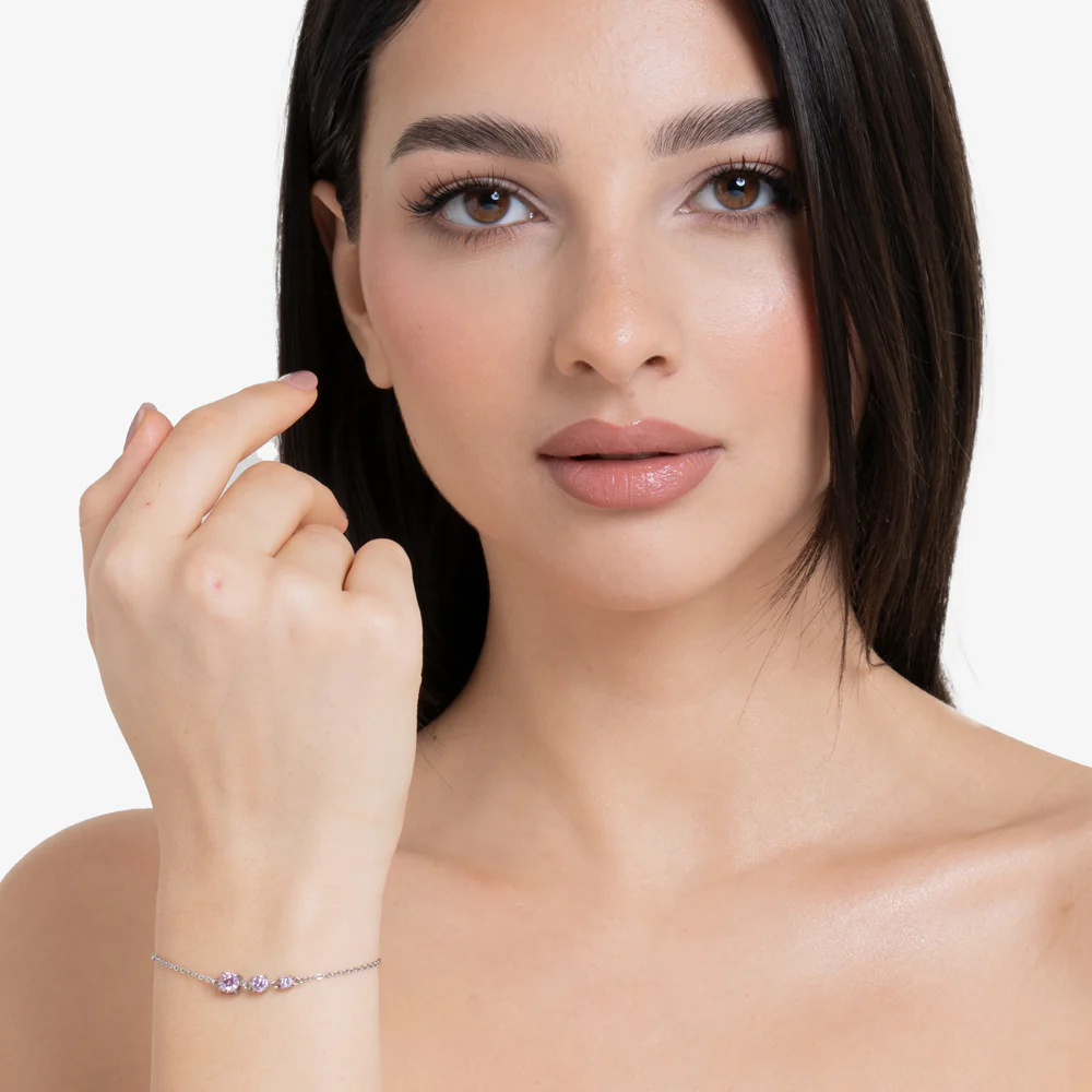 BRACCIALE DONNA IN ACCIAIO CON ZIRCONI ROSA - Image 3