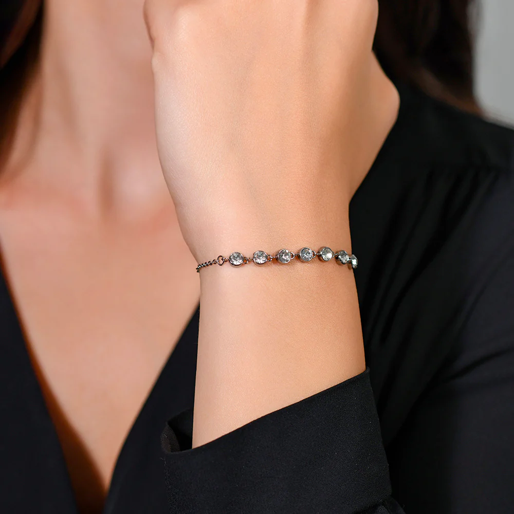 BRACCIALE DONNA IN ACCIAIO CRISTALLI BIANCHI - Image 2