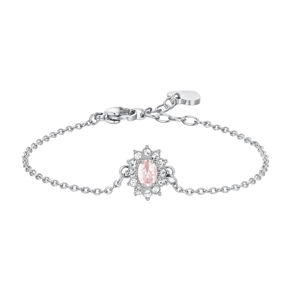 BRACCIALE DONNA IN ACCIAIO CRISTALLI E ZIRCONE ROSA