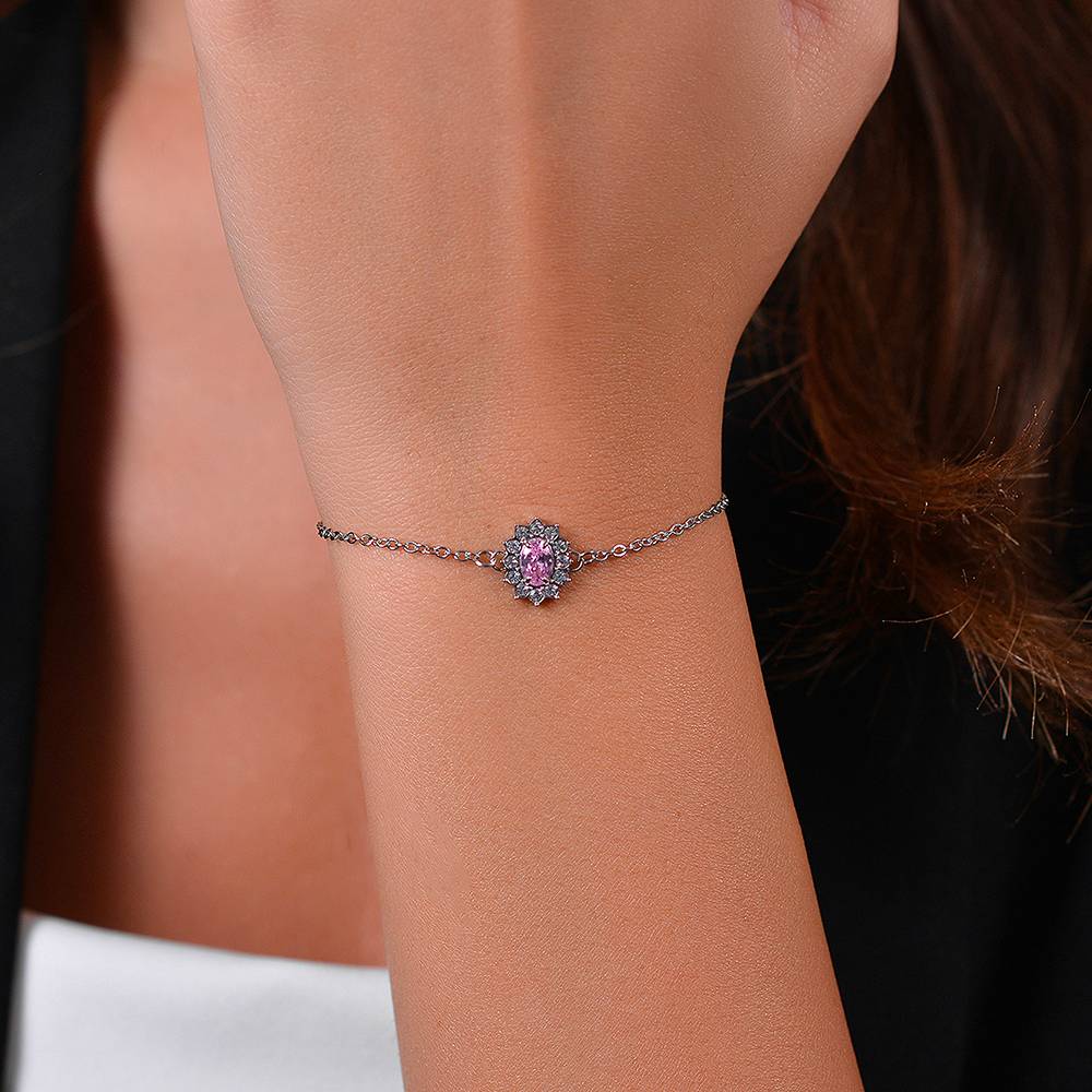 BRACCIALE DONNA IN ACCIAIO CRISTALLI E ZIRCONE ROSA - Image 2