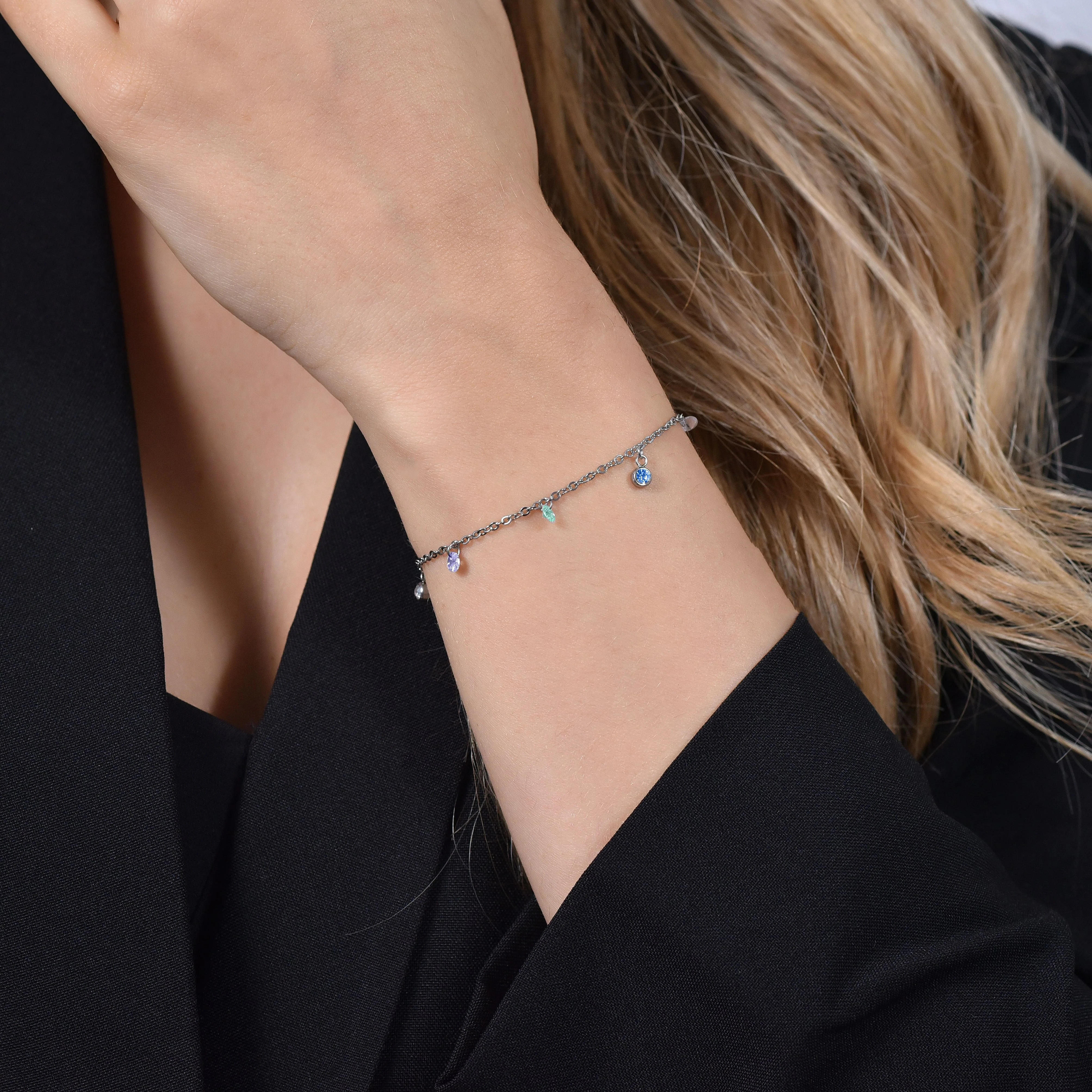 BRACCIALE DONNA IN ACCIAIO CRISTALLI MULTICOLOR - Image 2