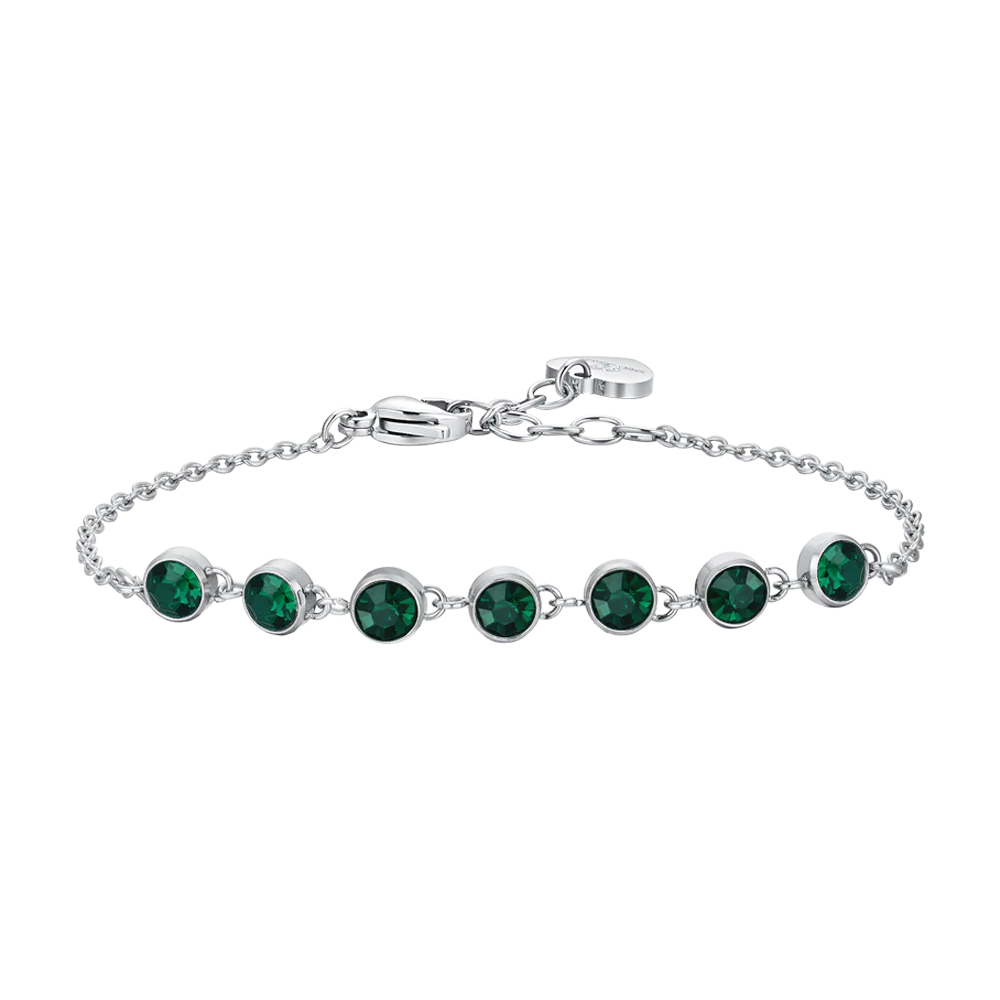 BRACCIALE DONNA IN ACCIAIO CRISTALLI VERDE
