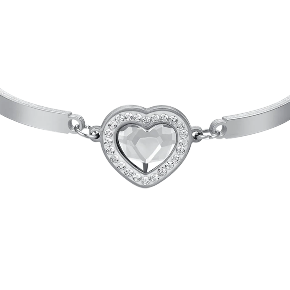 BRACCIALE DONNA IN ACCIAIO CUORE CRISTALLO BIANCO E CRISTALLI BIANCHI - Image 4