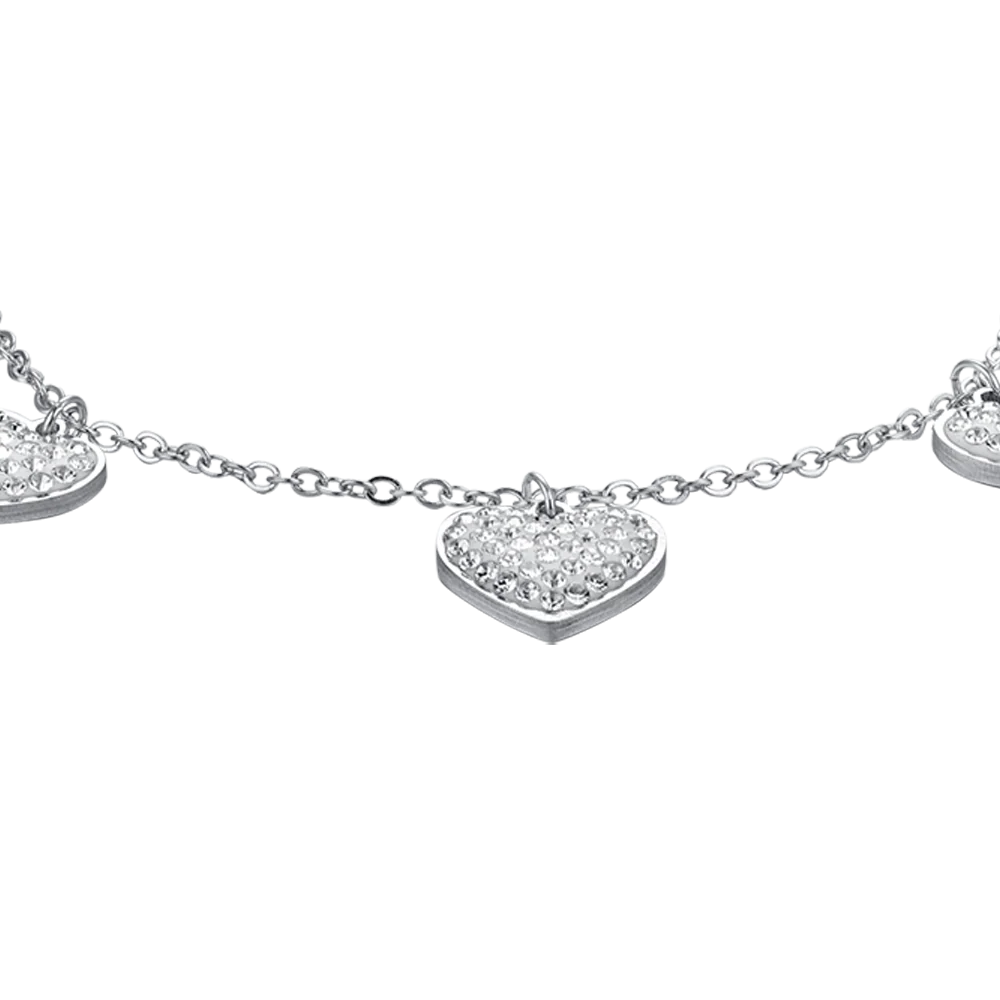 BRACCIALE DONNA IN ACCIAIO CUORI CON CRISTALLI BIANCHI - Image 4