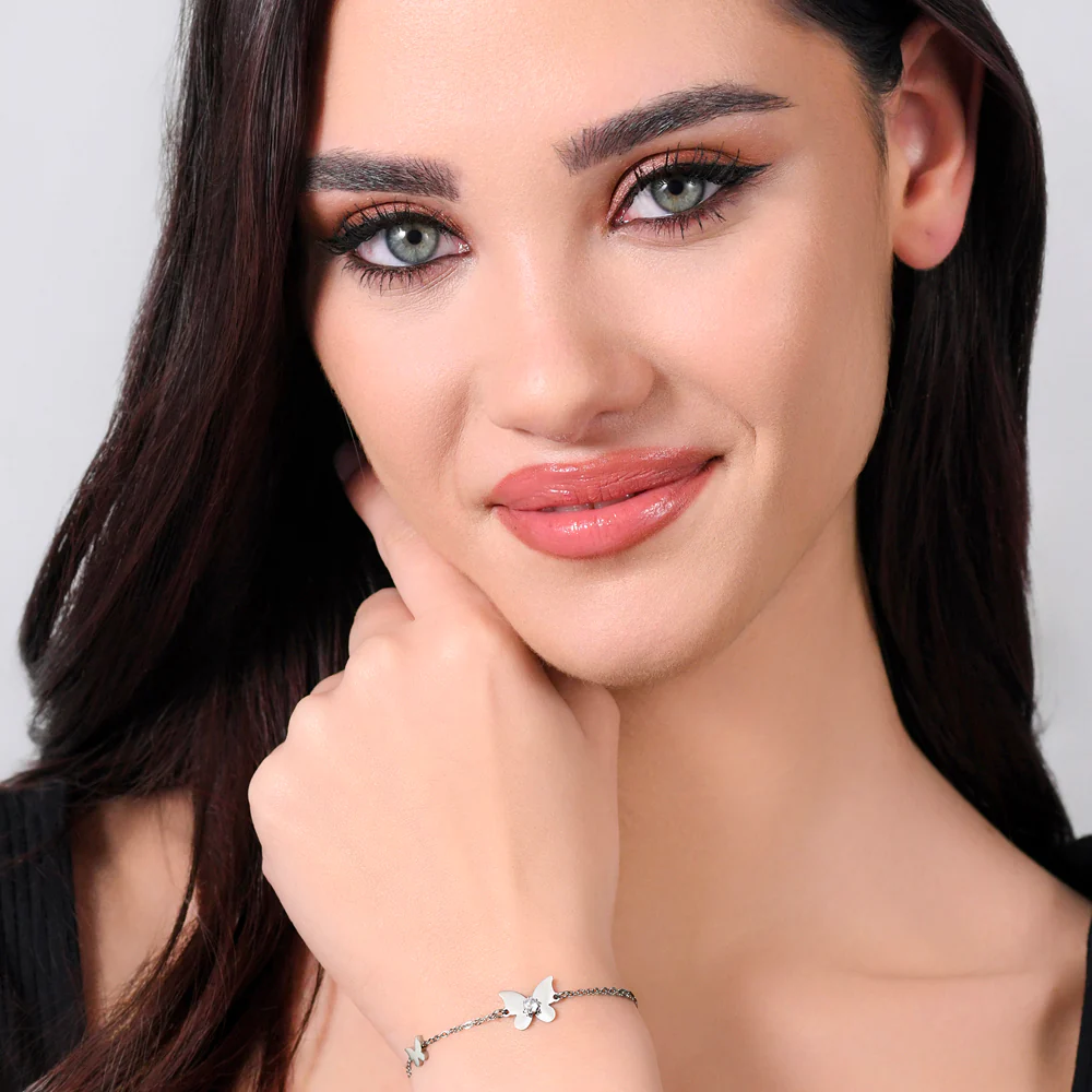 BRACCIALE DONNA IN ACCIAIO FARFALLE E ZIRCONI - Image 3