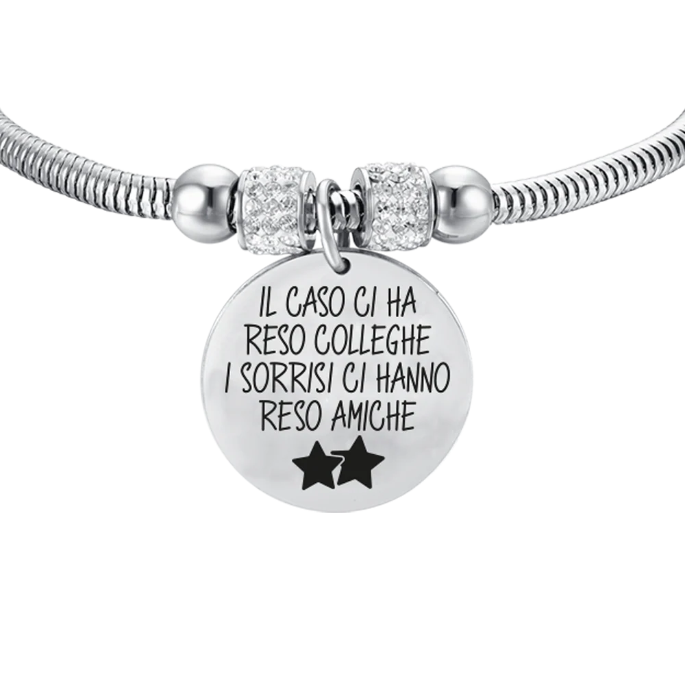 BRACCIALE DONNA IN ACCIAIO IL CASO CI HA RESO COLLEGHE I SORRISI CI HANNO RESO A - Image 4