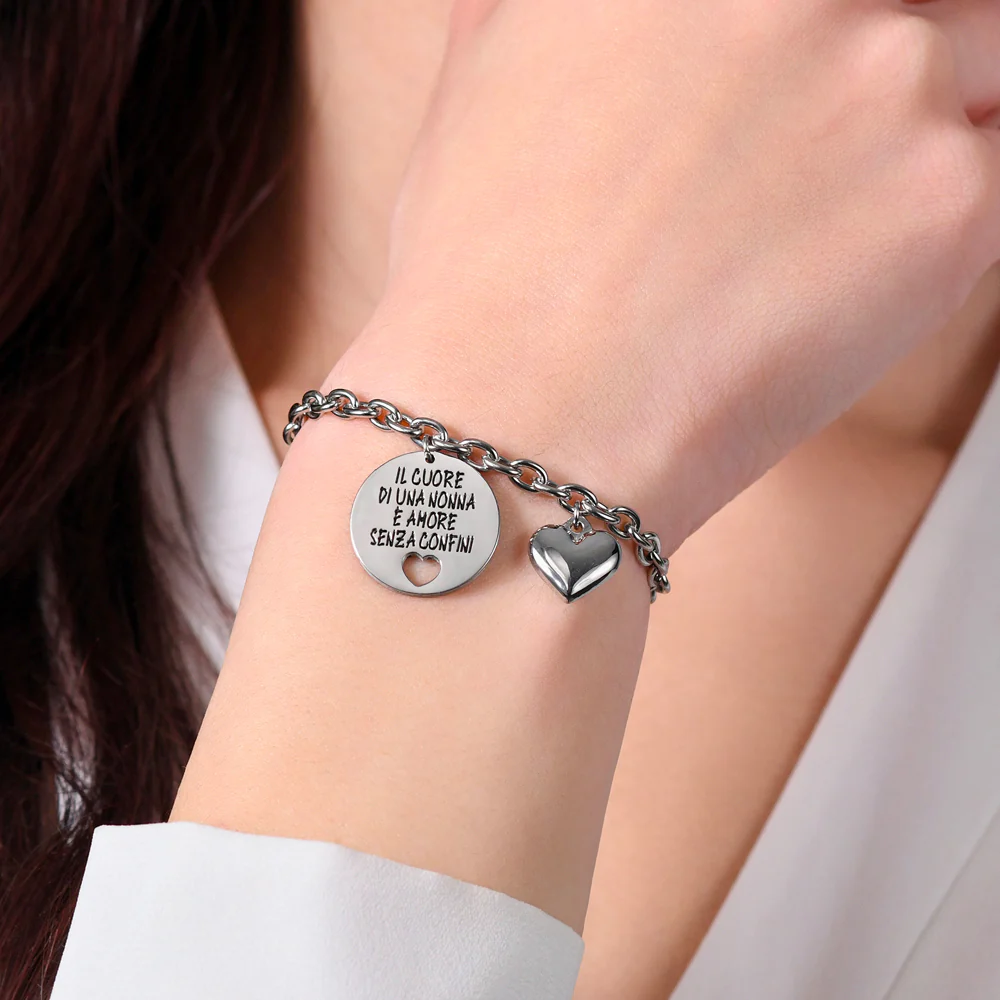 BRACCIALE DONNA IN ACCIAIO IL CUORE DI UNA NONNA - Image 2