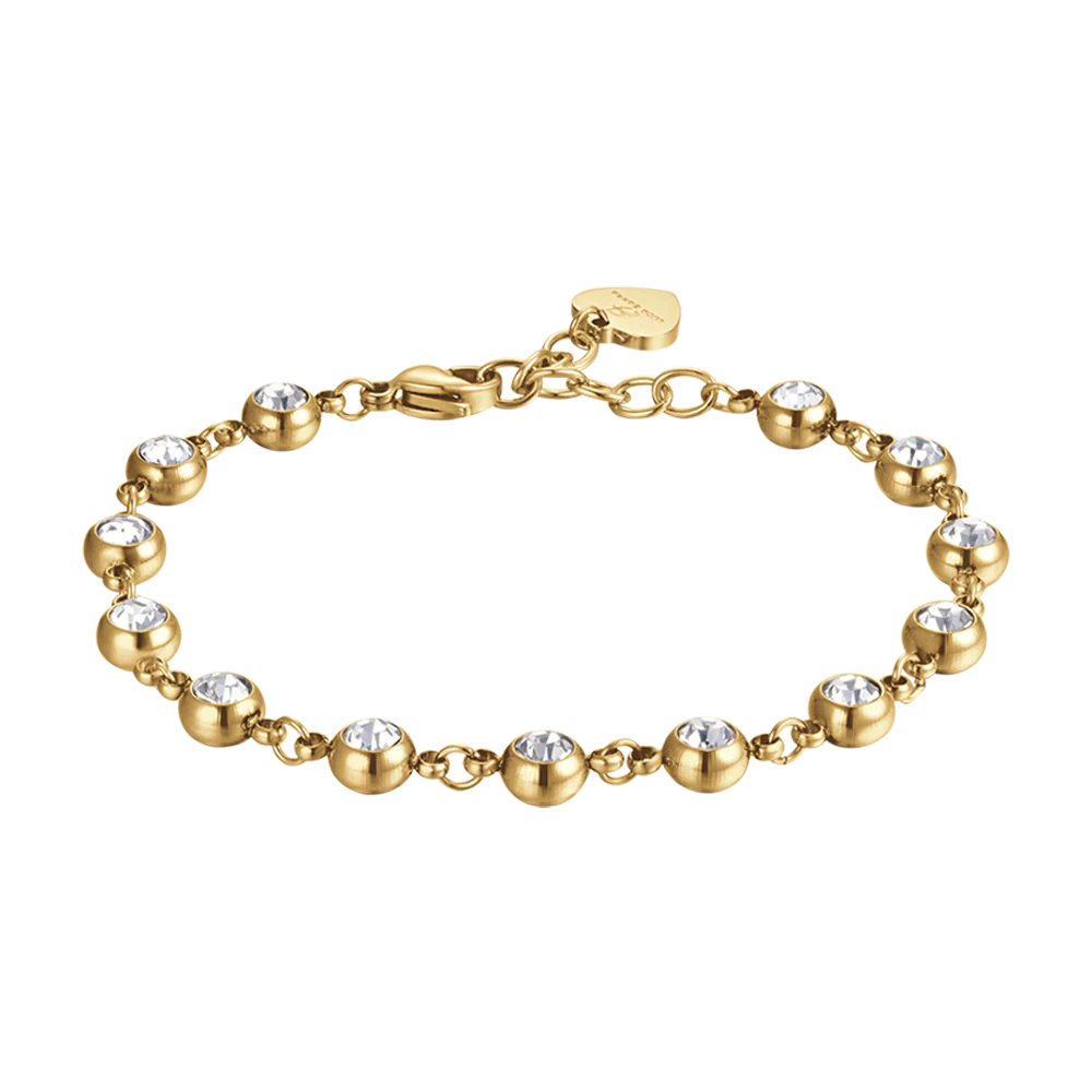 BRACCIALE DONNA IN ACCIAIO IP GOLD CON CRISTALLI BIANCHI