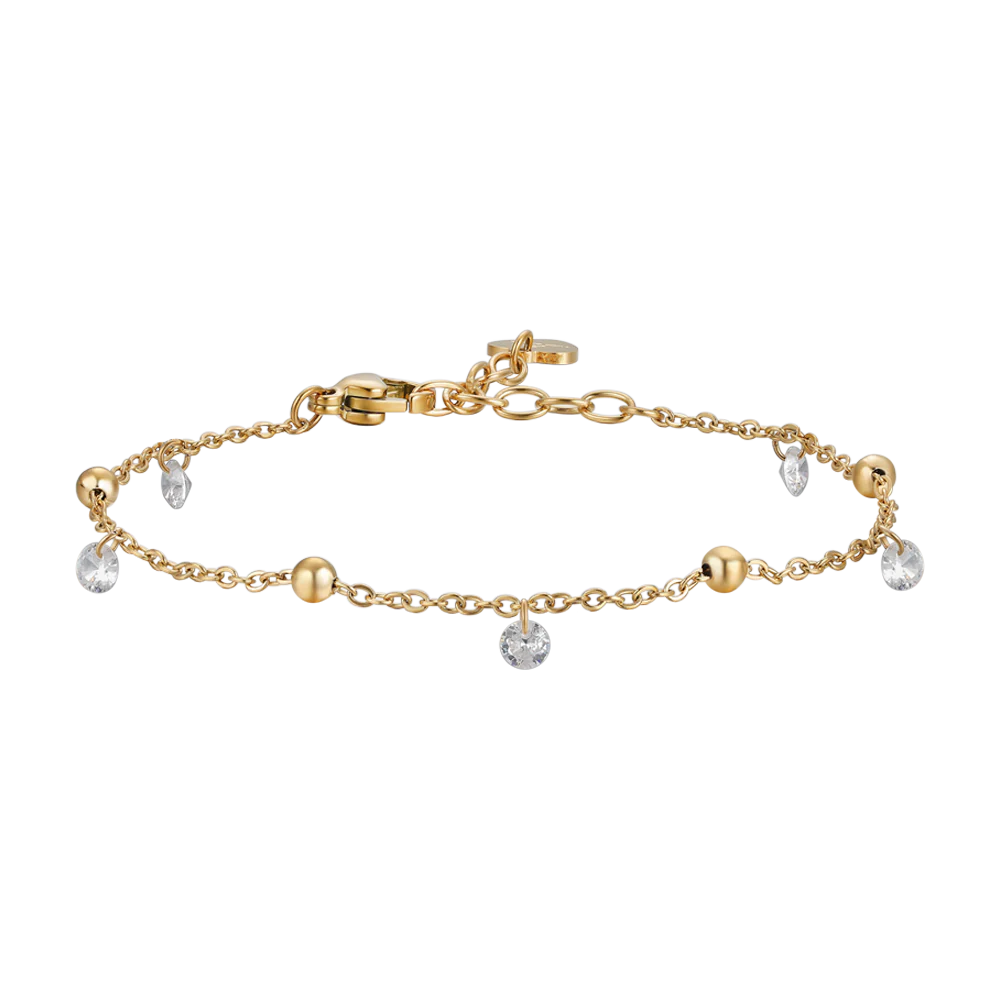 BRACCIALE DONNA IN ACCIAIO IP GOLD CON ZIRCONI BIANCHI