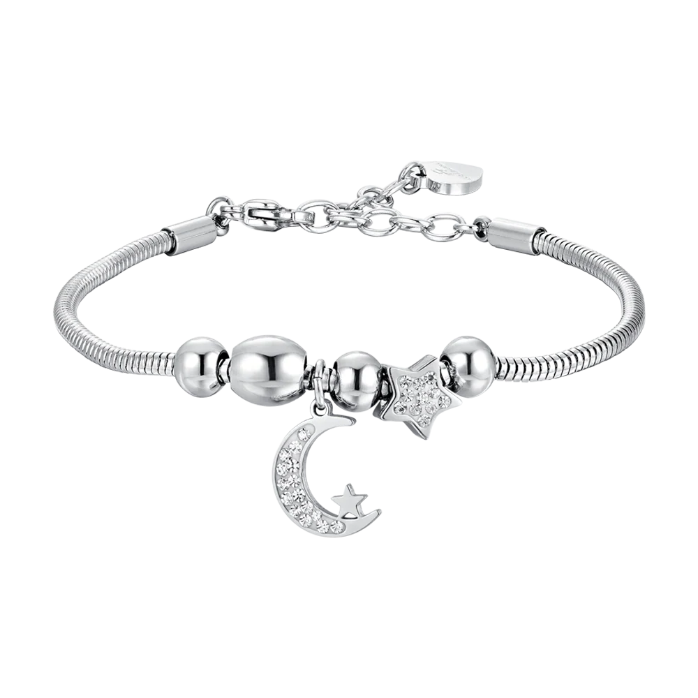 BRACCIALE DONNA IN ACCIAIO LUNA E CRISTALLI