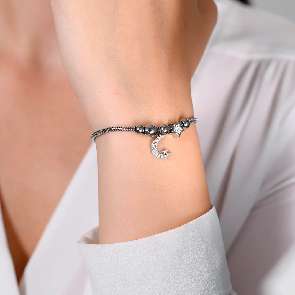 BRACCIALE DONNA IN ACCIAIO LUNA E CRISTALLI - Image 2