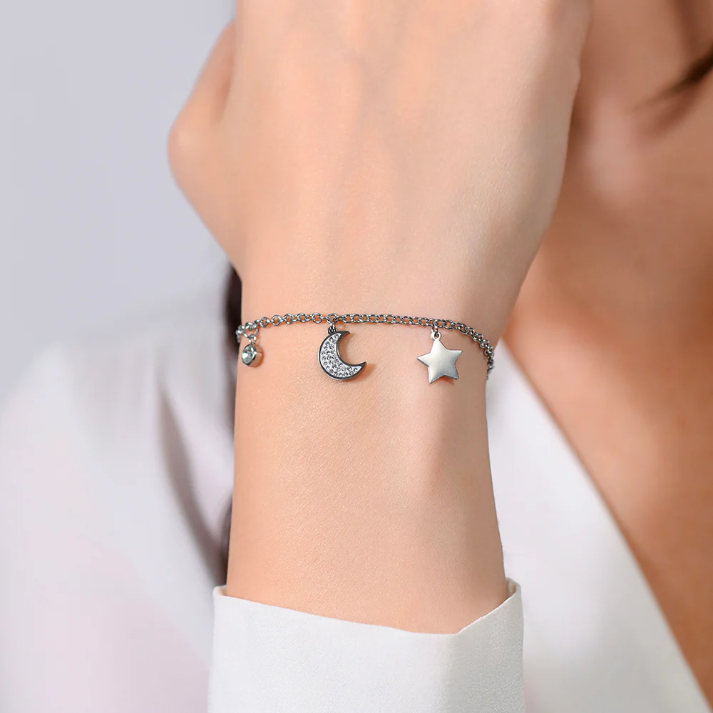 BRACCIALE DONNA IN ACCIAIO LUNA E STELLA - Image 2