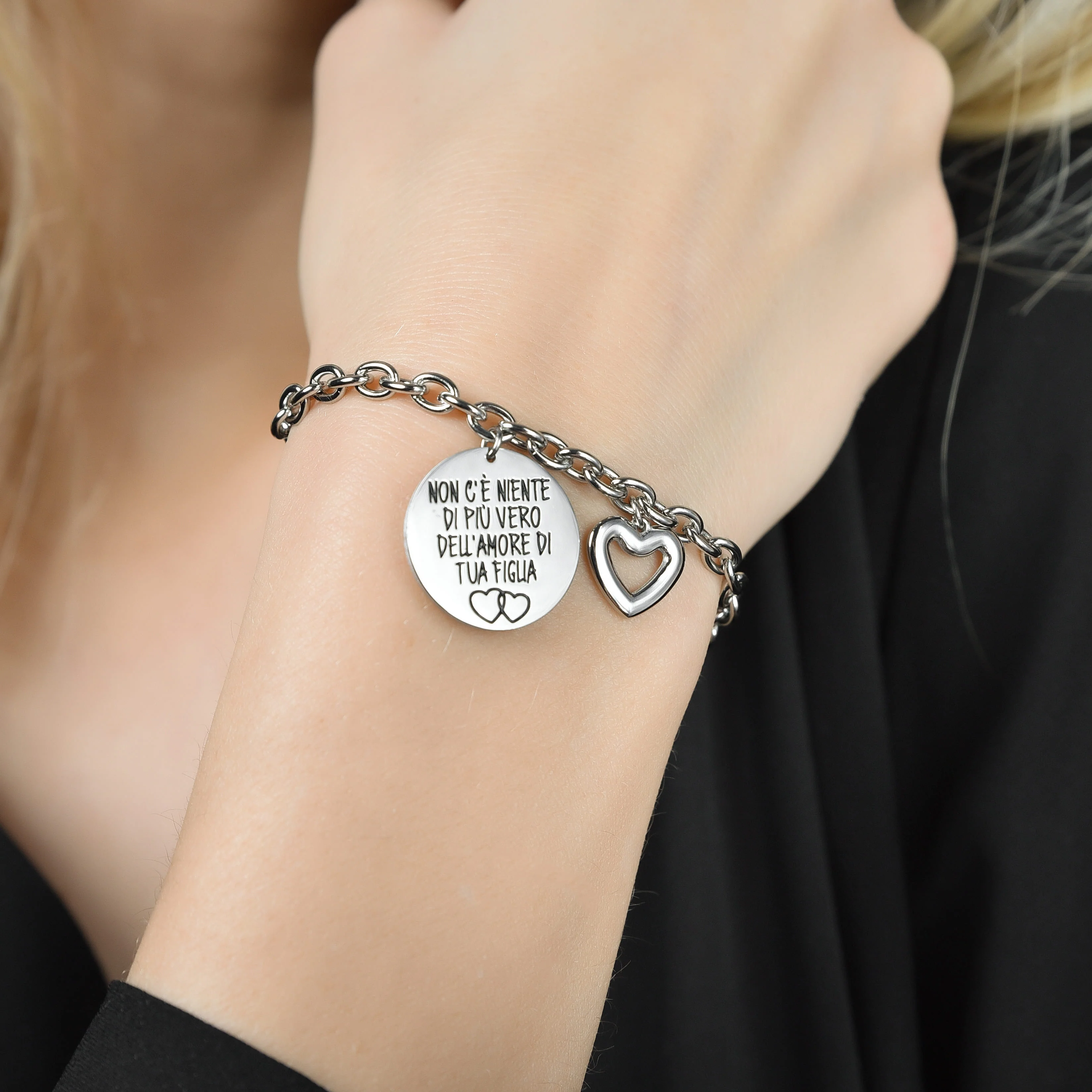 BRACCIALE DONNA IN ACCIAIO NON C'E' NIENTE DI PIù VERO DELL'AMORE DI TUA FIGLIA - Image 2