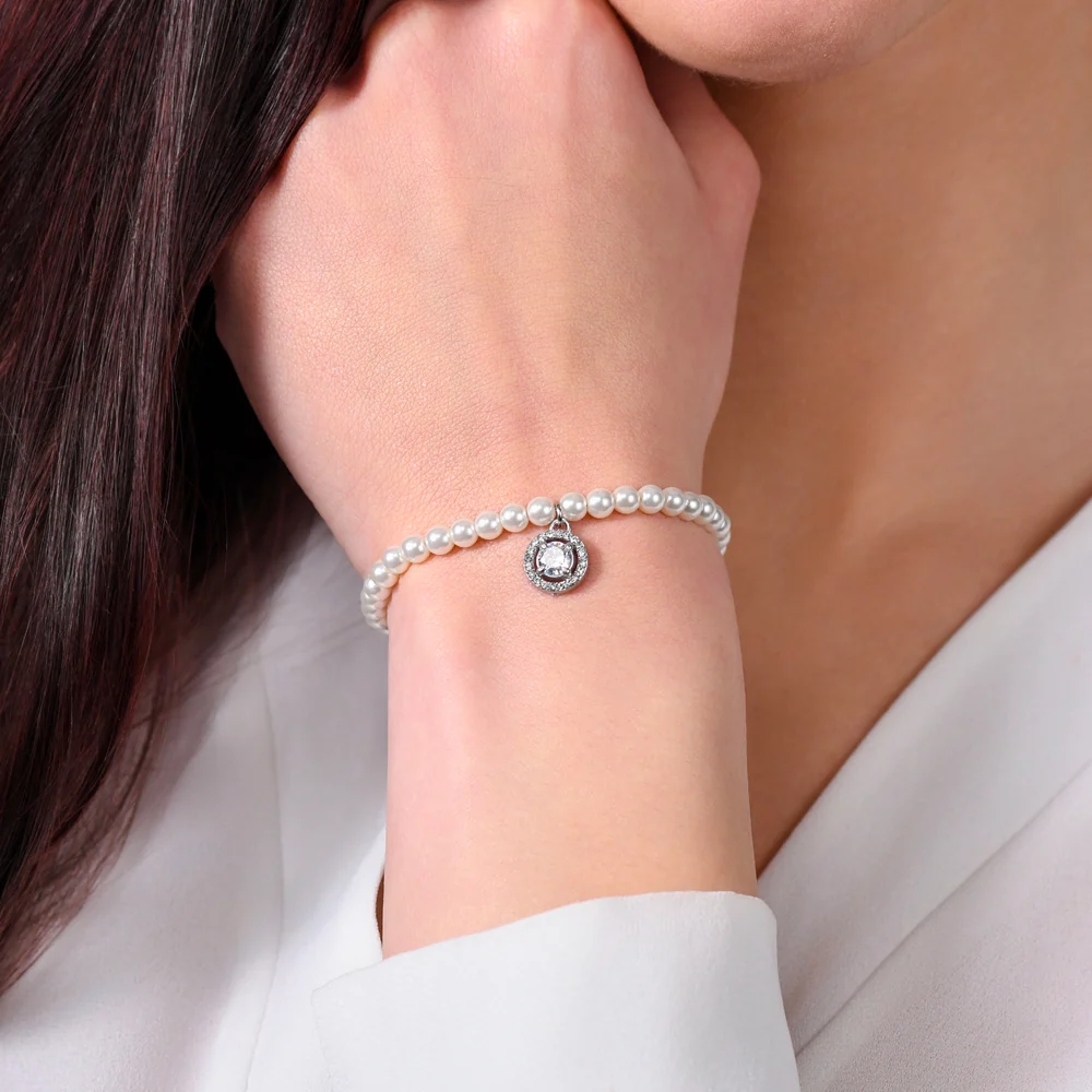 BRACCIALE DONNA IN ACCIAIO PERLE SINTETICHE E ZIRCONE BIANCO - Image 2