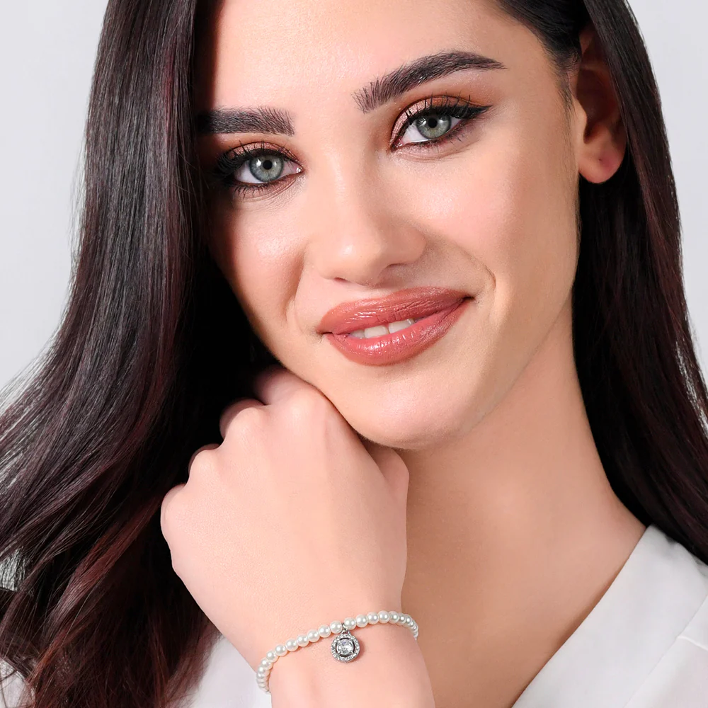 BRACCIALE DONNA IN ACCIAIO PERLE SINTETICHE E ZIRCONE BIANCO - Image 3