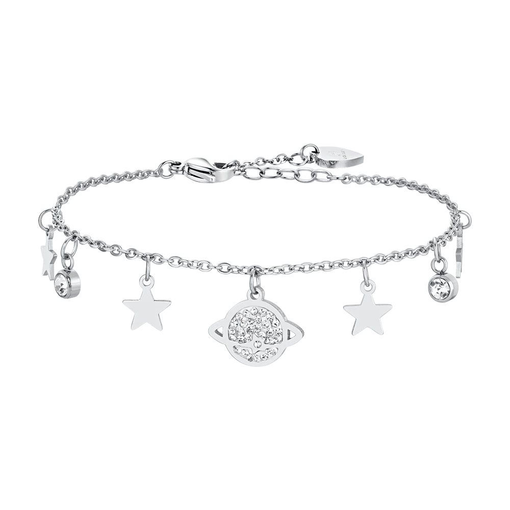 BRACCIALE DONNA IN ACCIAIO PIANETA E STELLE
