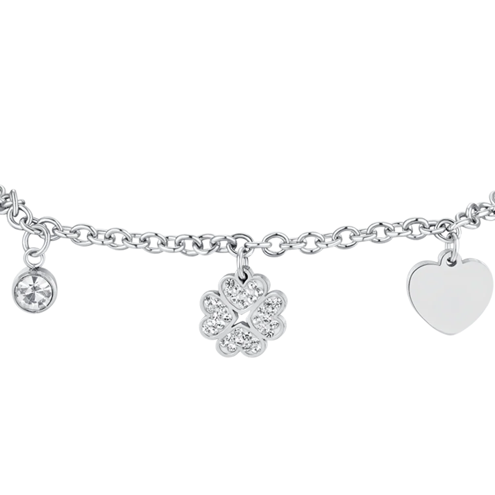 BRACCIALE DONNA IN ACCIAIO QUADRIFOGLIO E CUORE - Image 4