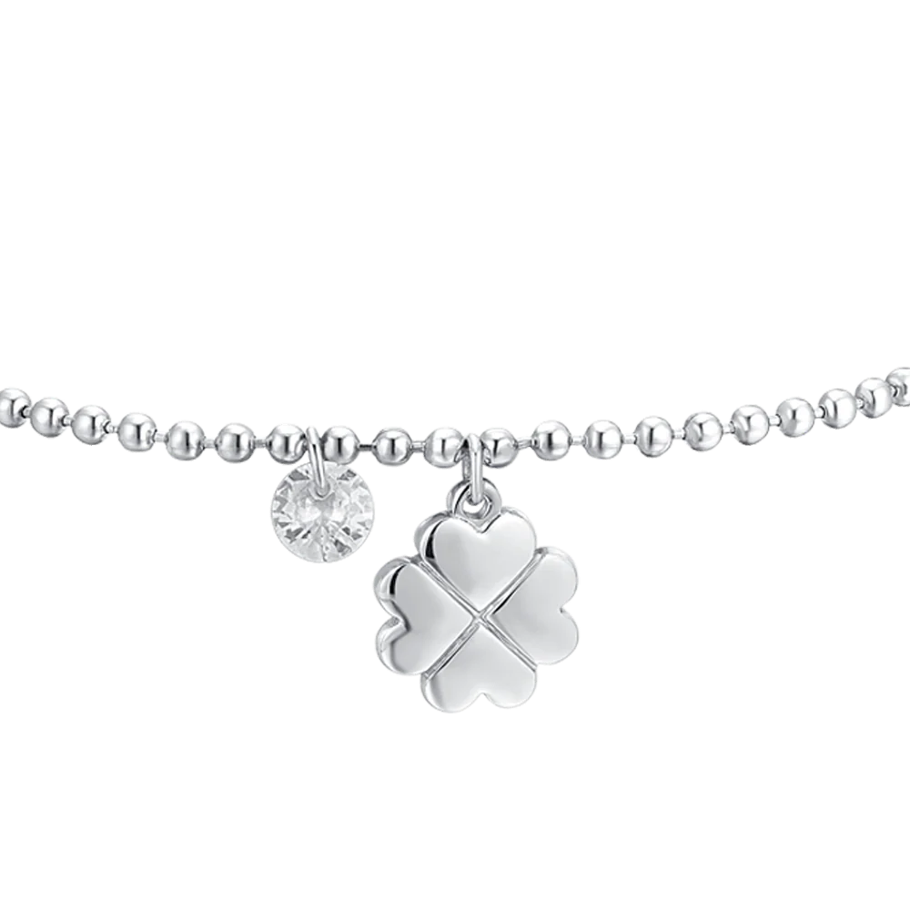 BRACCIALE DONNA IN ACCIAIO QUADRIFOGLIO E ZIRCONE - Image 4