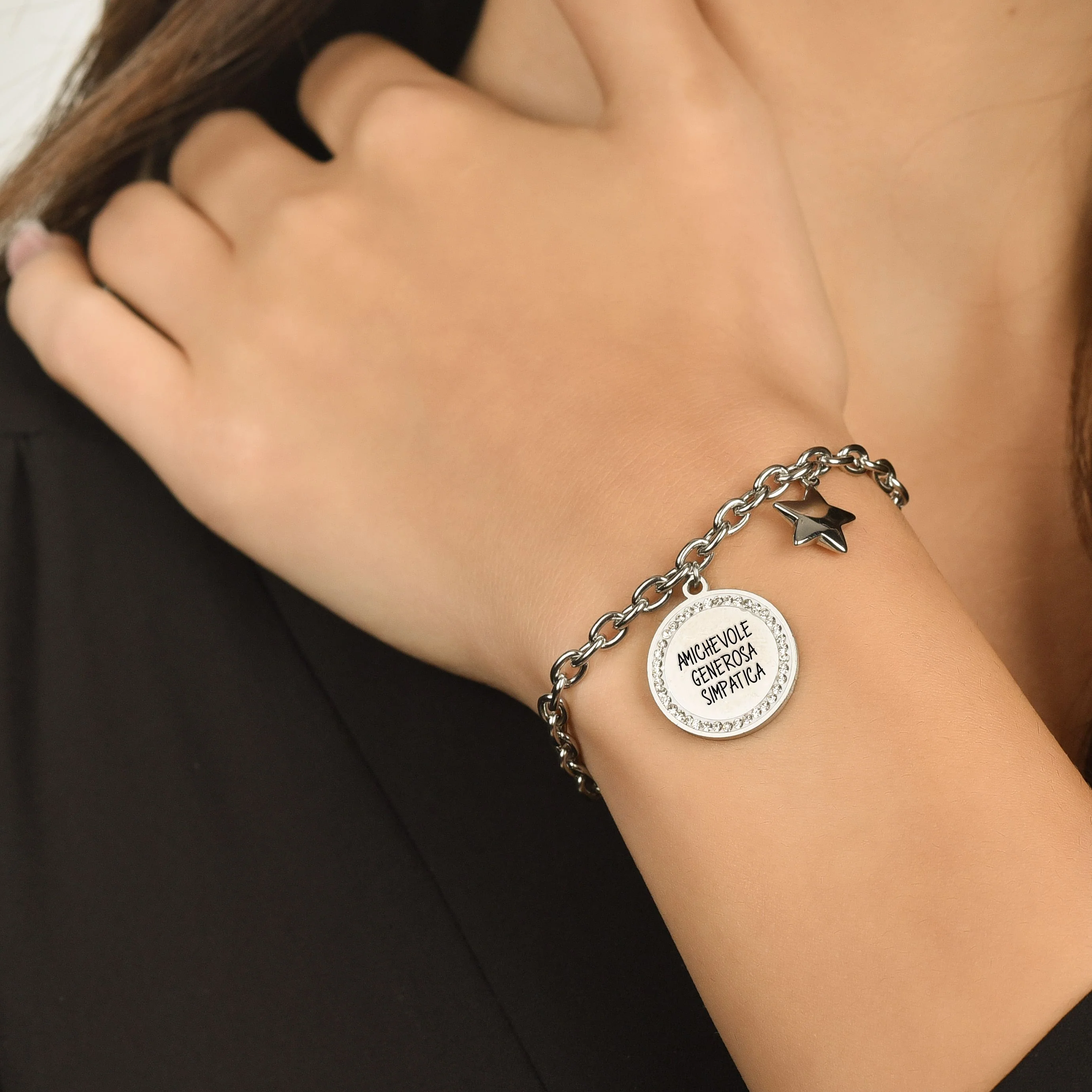 BRACCIALE DONNA IN ACCIAIO SEGNO ZODIACALE BILANCIA PIASTRA - Image 3