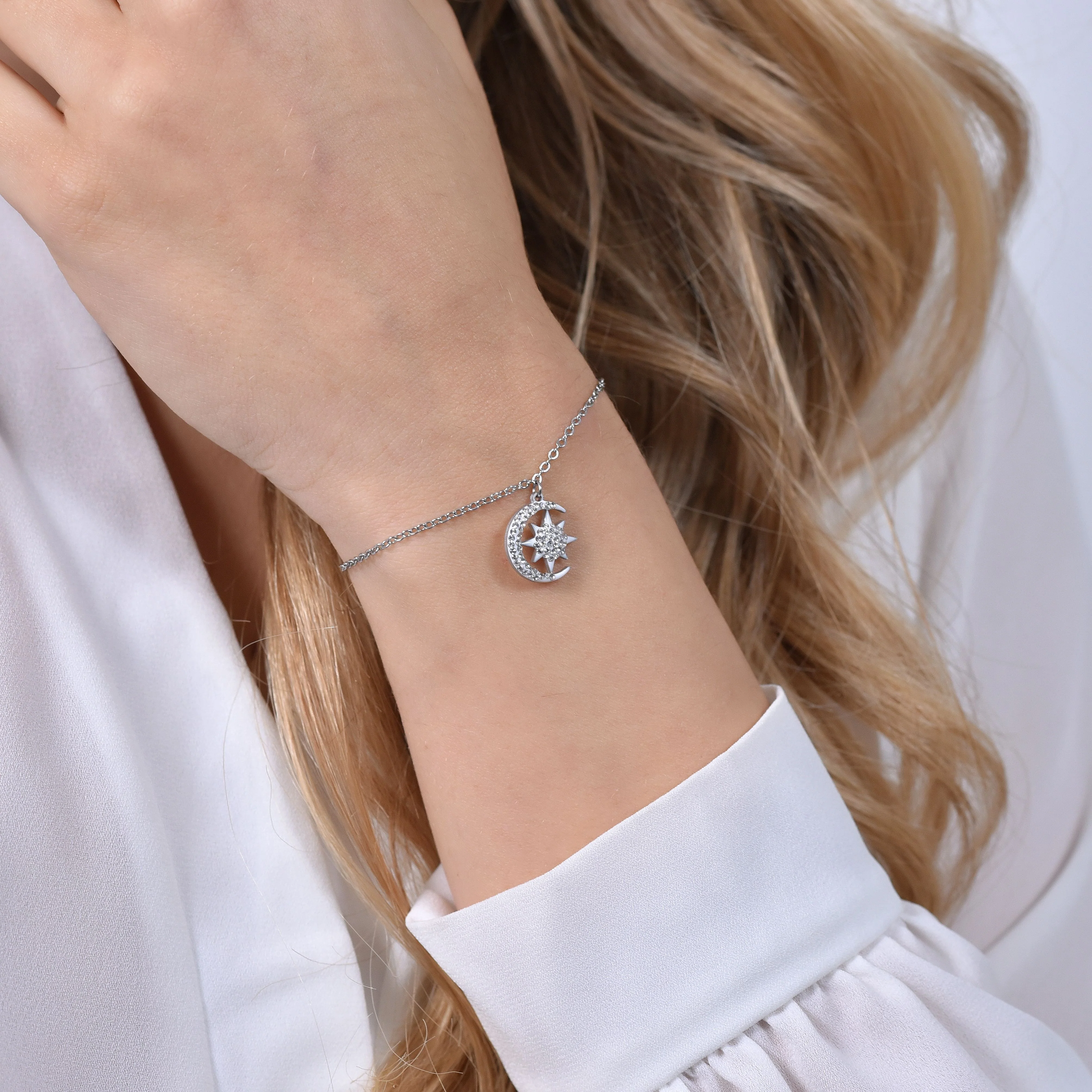 BRACCIALE DONNA IN ACCIAIO STELLA E LUNA - Image 2