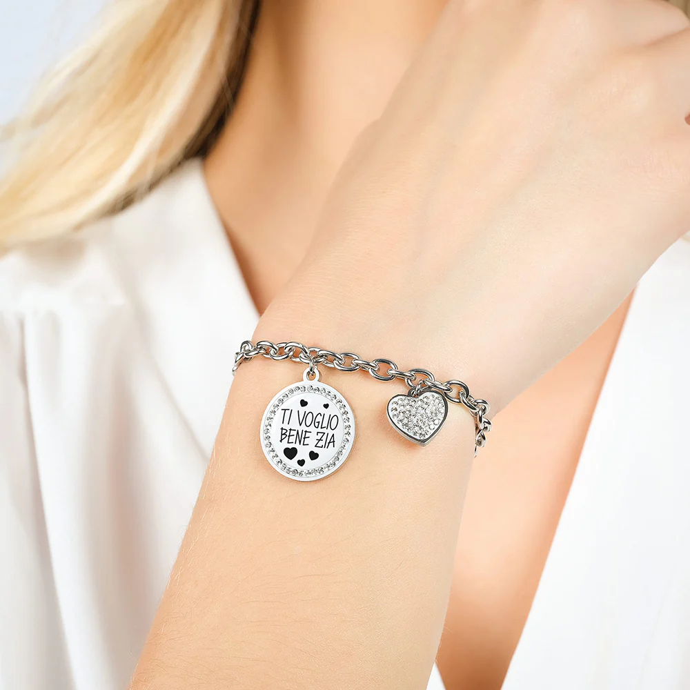 BRACCIALE DONNA IN ACCIAIO TI VOGLIO BENE ZIA - Image 2