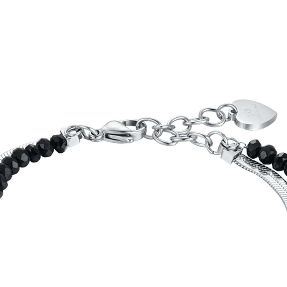 BRACCIALE DONNA MULTIFILO IN ACCIAIO CON CRISTALLI NERI E STELLE - Image 5