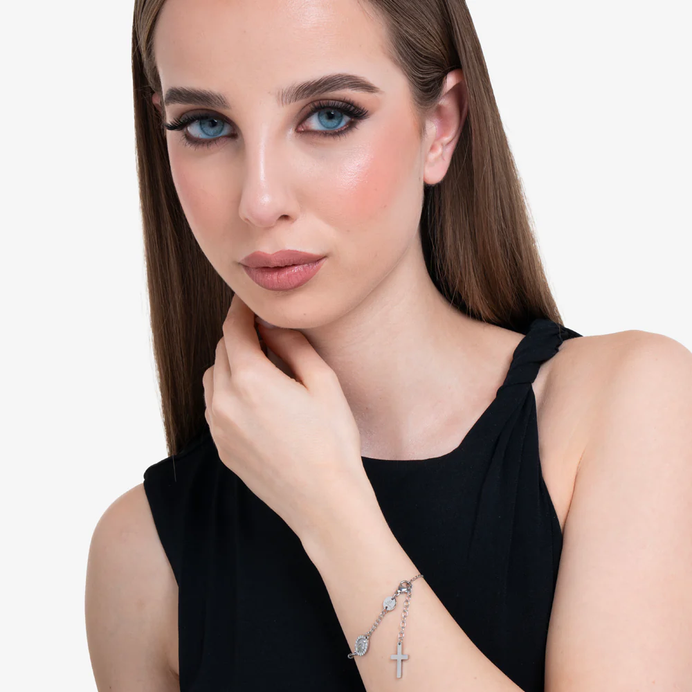 BRACCIALE DONNA ROSARIO IN ACCIAIO - Image 3
