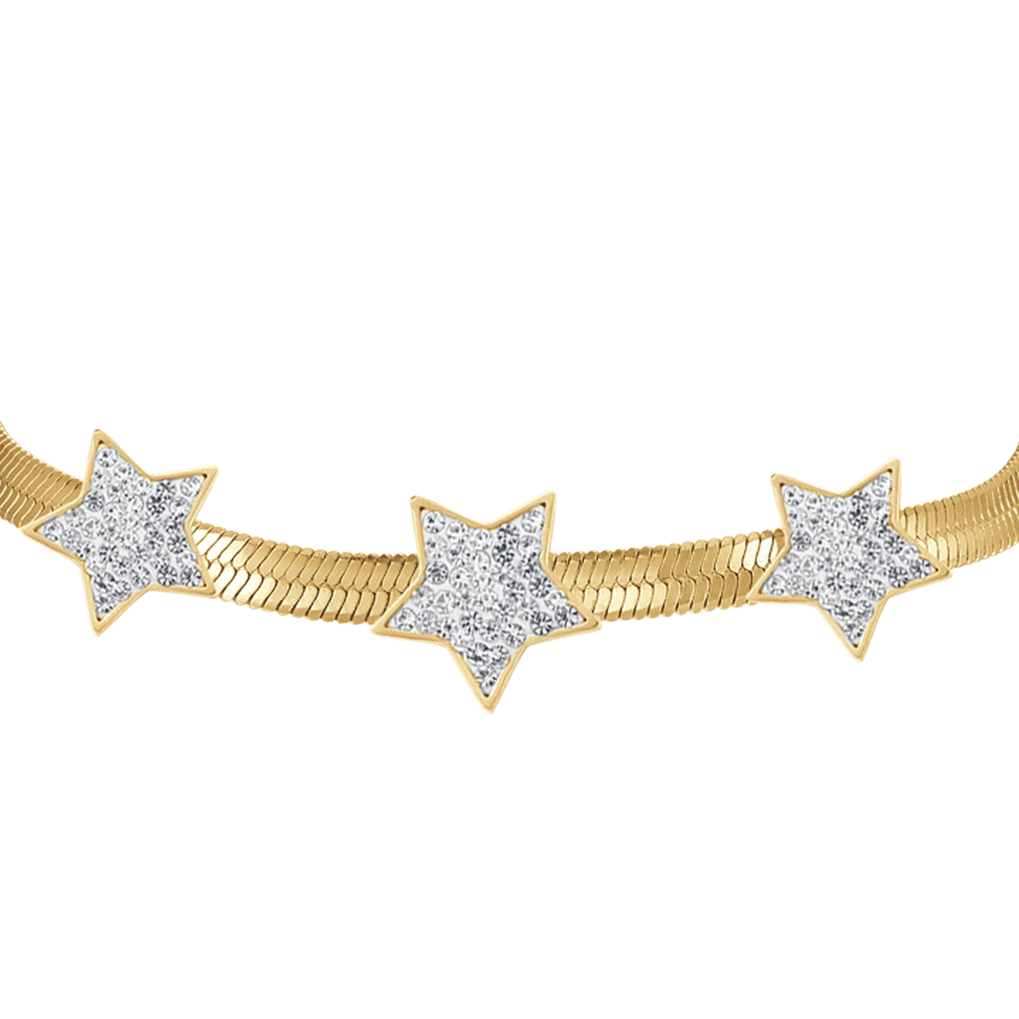 BRACCIALE DONNA SNAKE IN ACCIAIO IP GOLD CON STELLE CON CRISTALLI BIANCHI - Image 5
