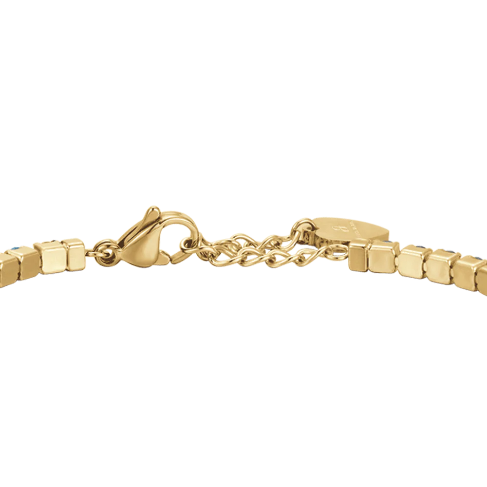 BRACCIALE DONNA TENNIS IN ACCIAIO IP GOLD CON CRISTALLI AZZURRI - Image 3