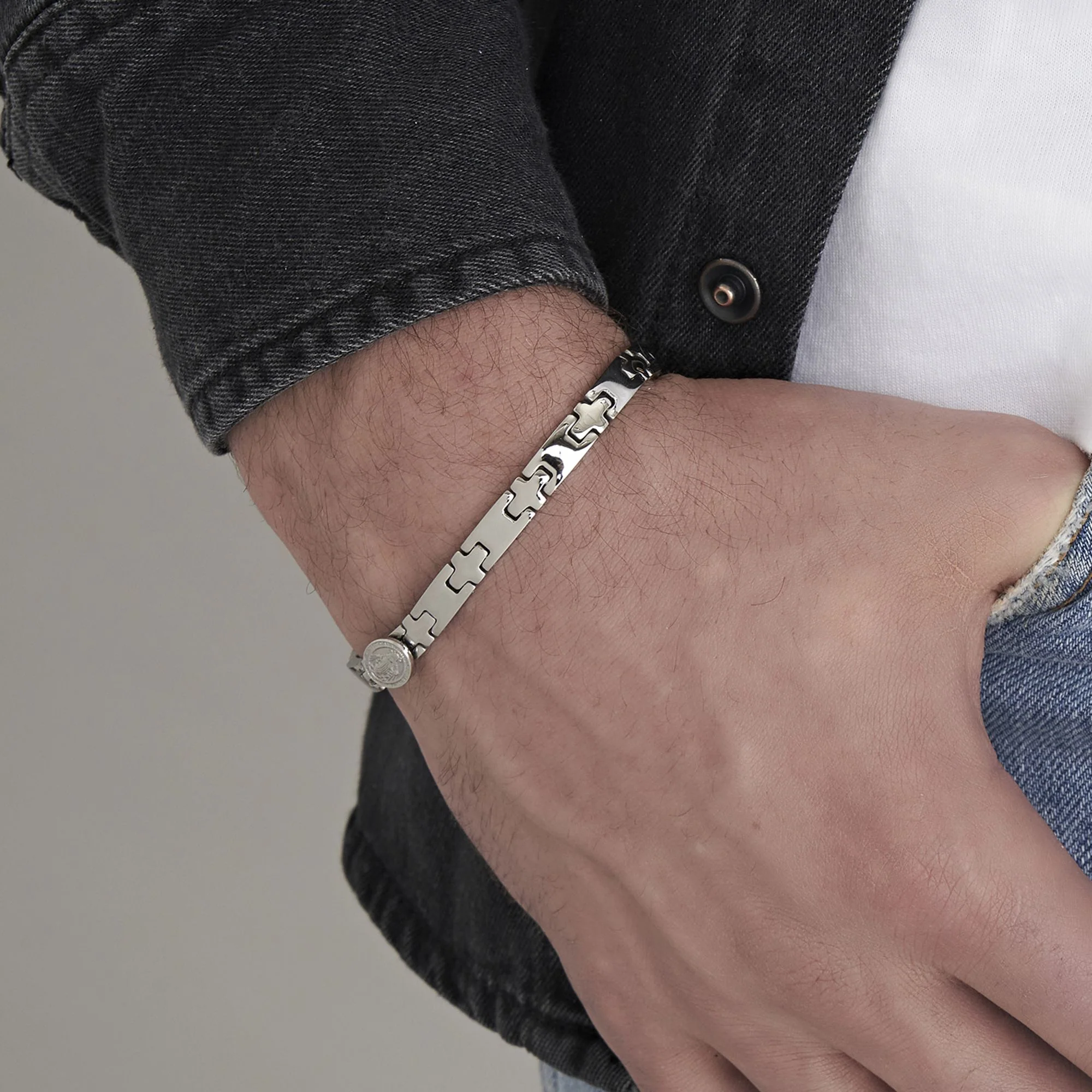 BRACCIALE UOMO IN ACCIAIO ROSARIO - Image 2