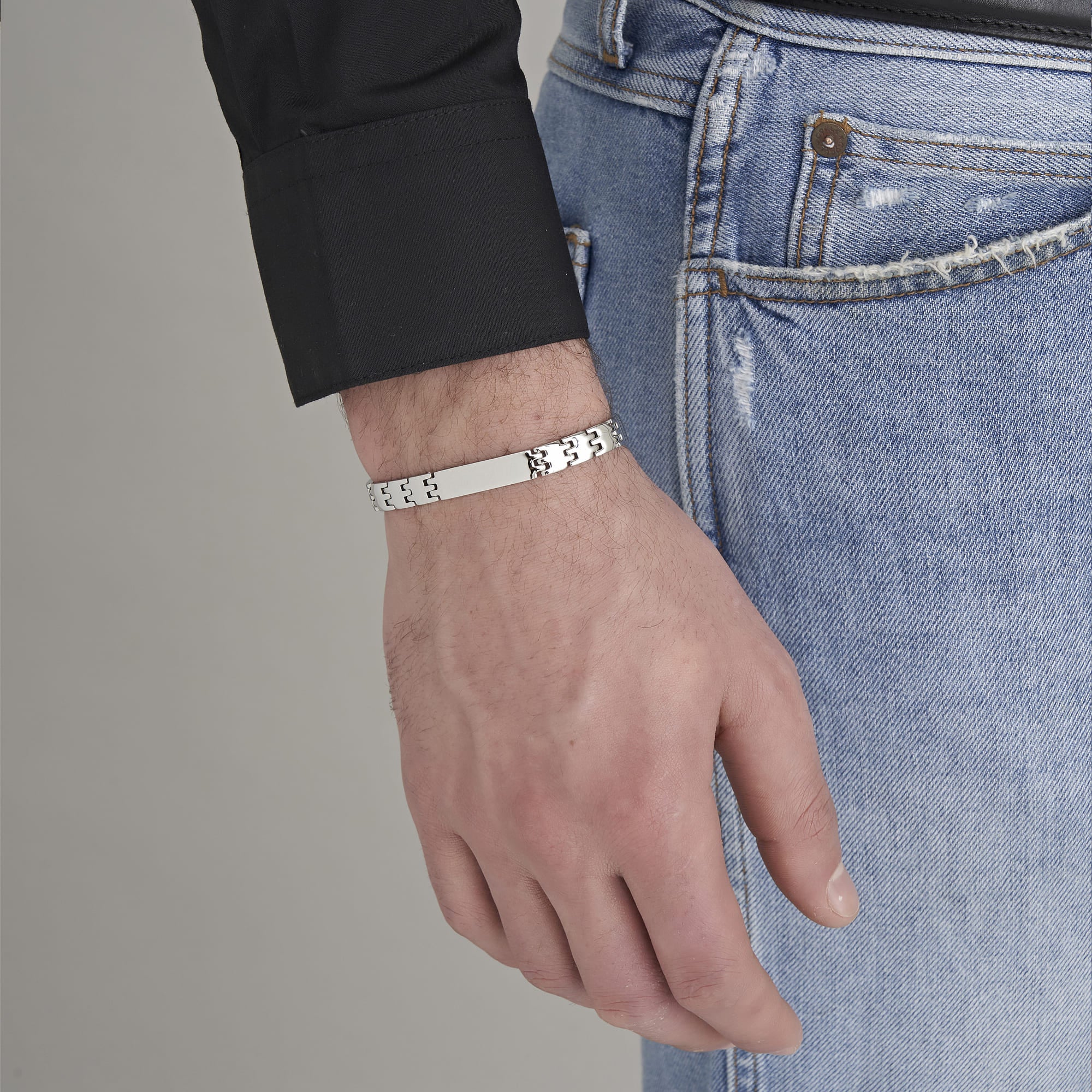 BRACCIALE UOMO IN ACCIAIO MAGLIA LARGA - Image 3
