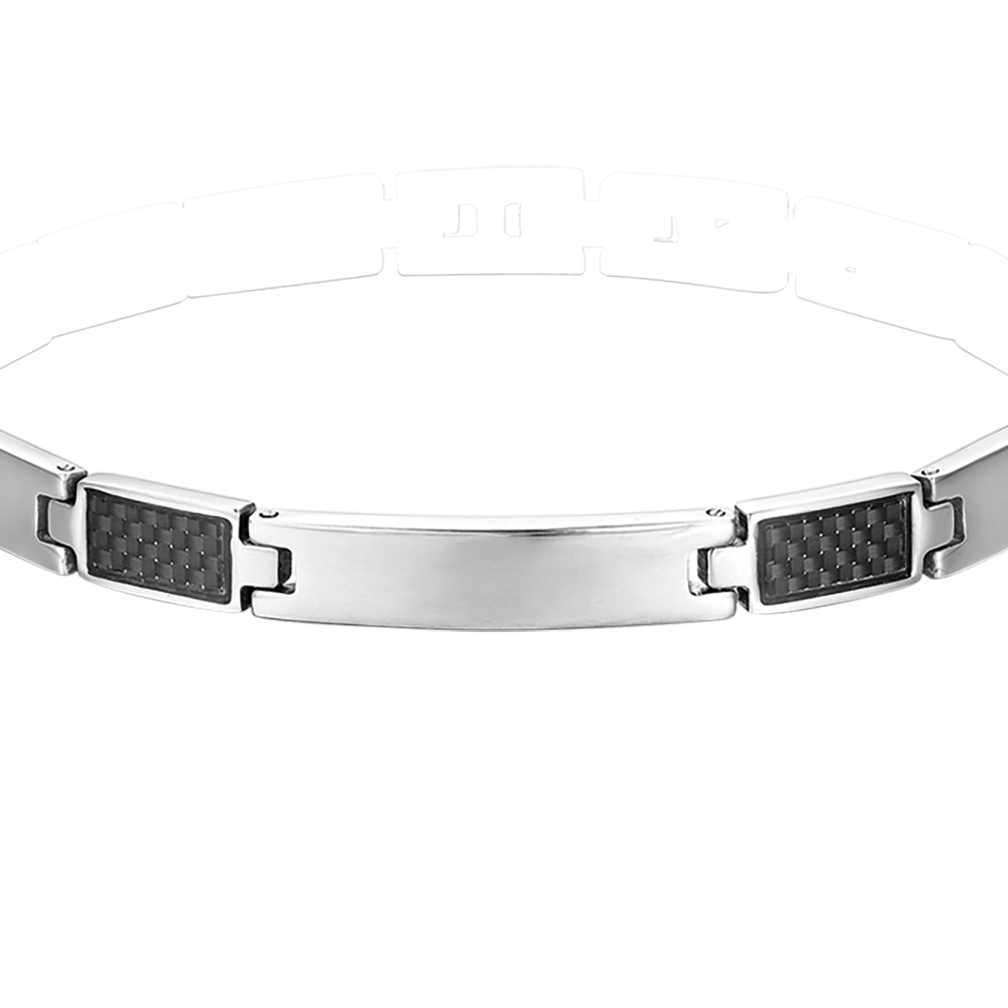 BRACCIALE UOMO CON PIASTRA IN ACCIAIO ED ELEMENTI NERI - Image 4