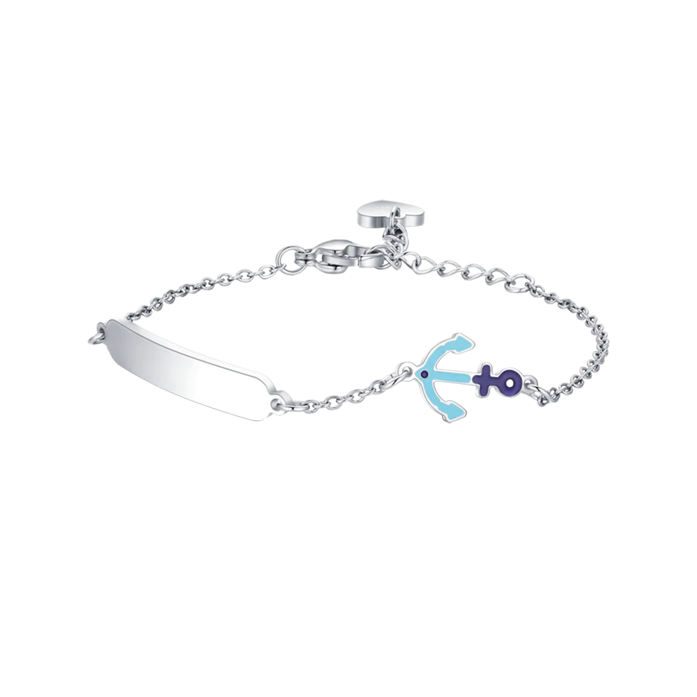 BRACCIALE BAMBINO IN ACCIAIO CON ANCORA BLU