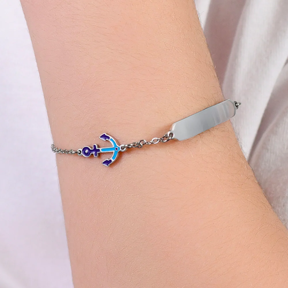 BRACCIALE BAMBINO IN ACCIAIO CON ANCORA BLU - Image 2