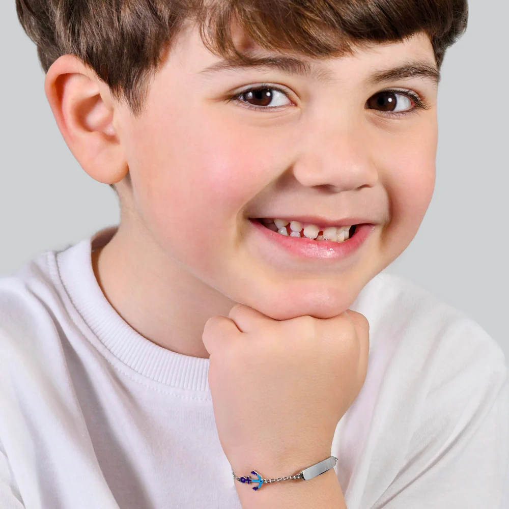 BRACCIALE BAMBINO IN ACCIAIO CON ANCORA BLU - Image 3