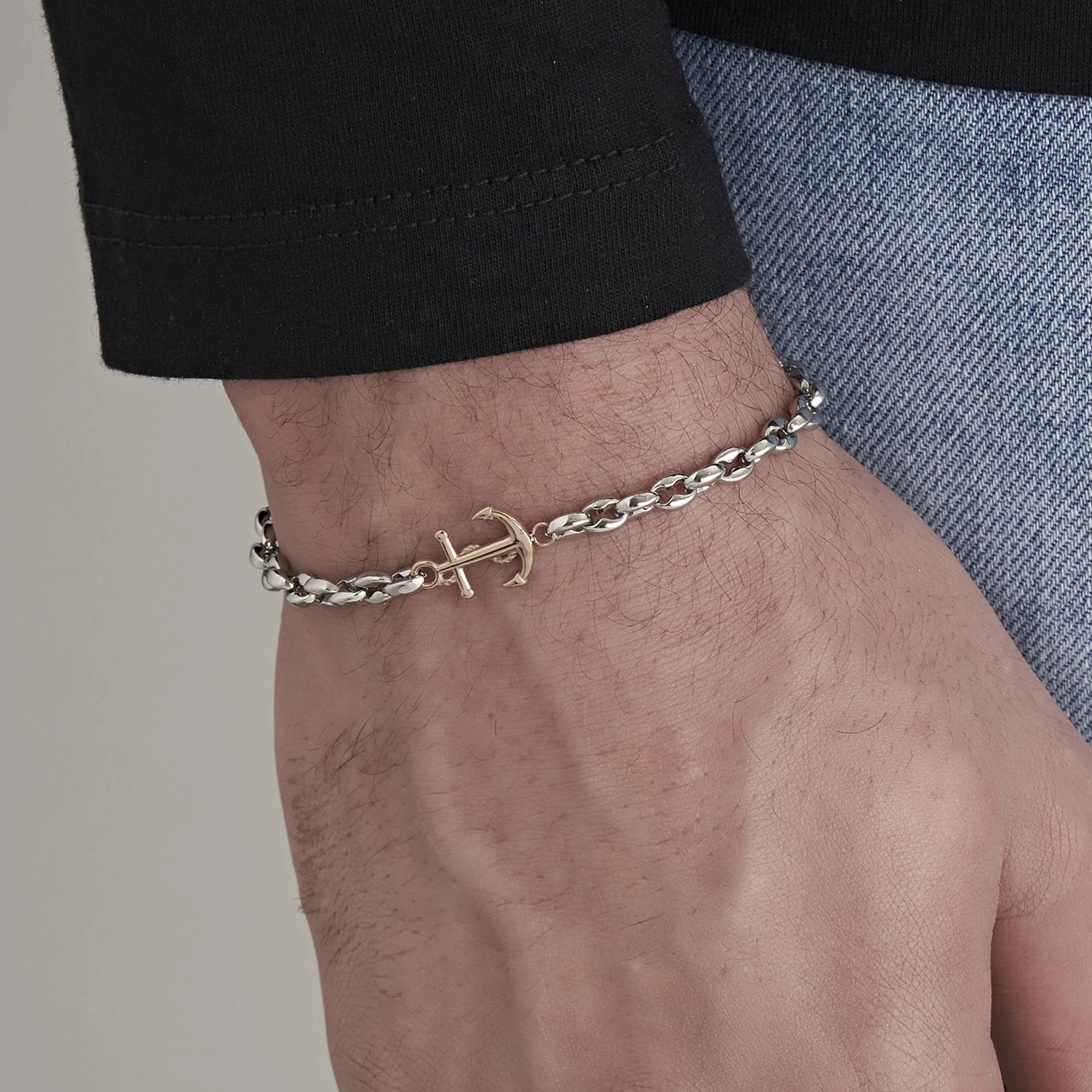 BRACCIALE UOMO IN ACCIAIO CON ANCORA IP ROSE - Image 2