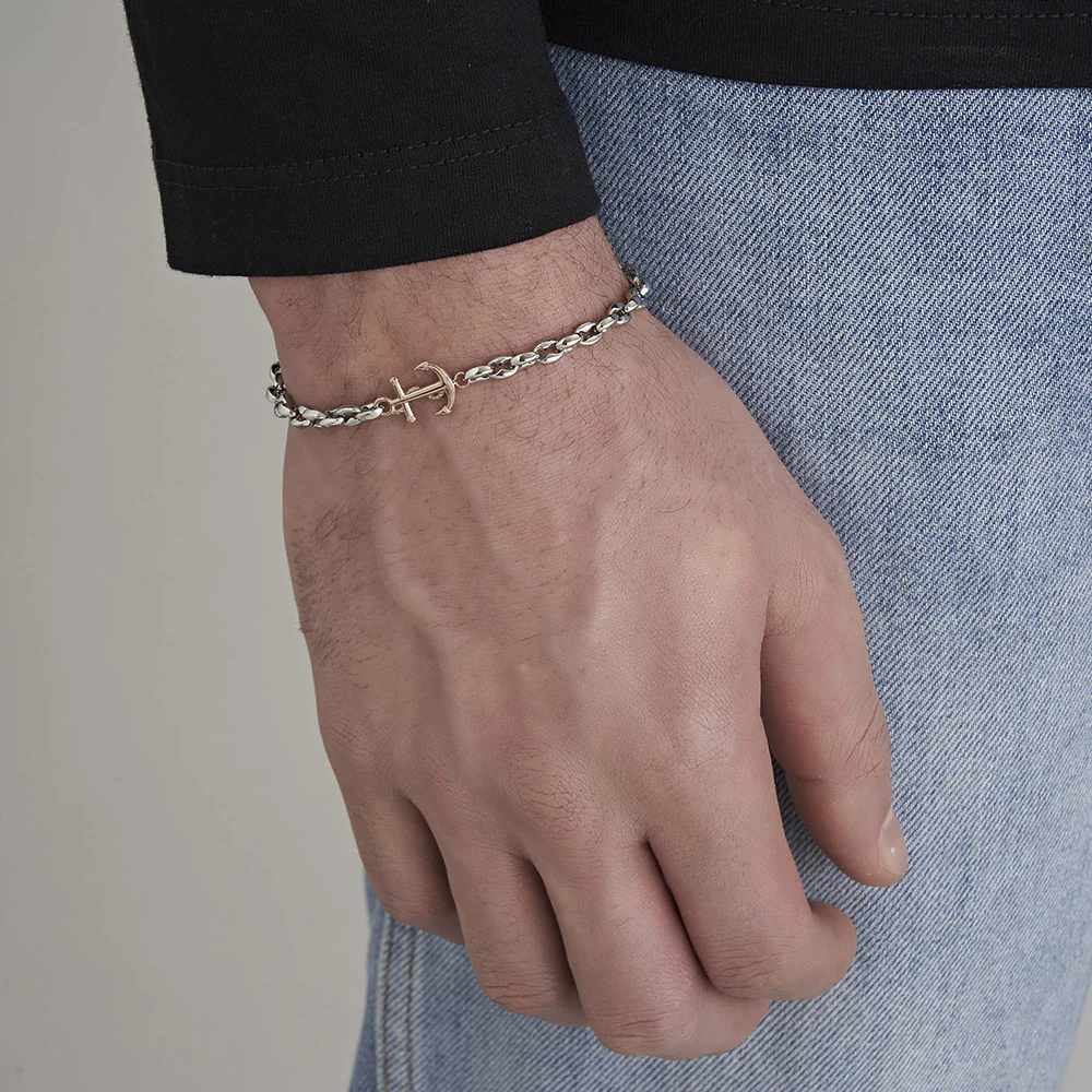 BRACCIALE UOMO IN ACCIAIO CON ANCORA IP ROSE - Image 3