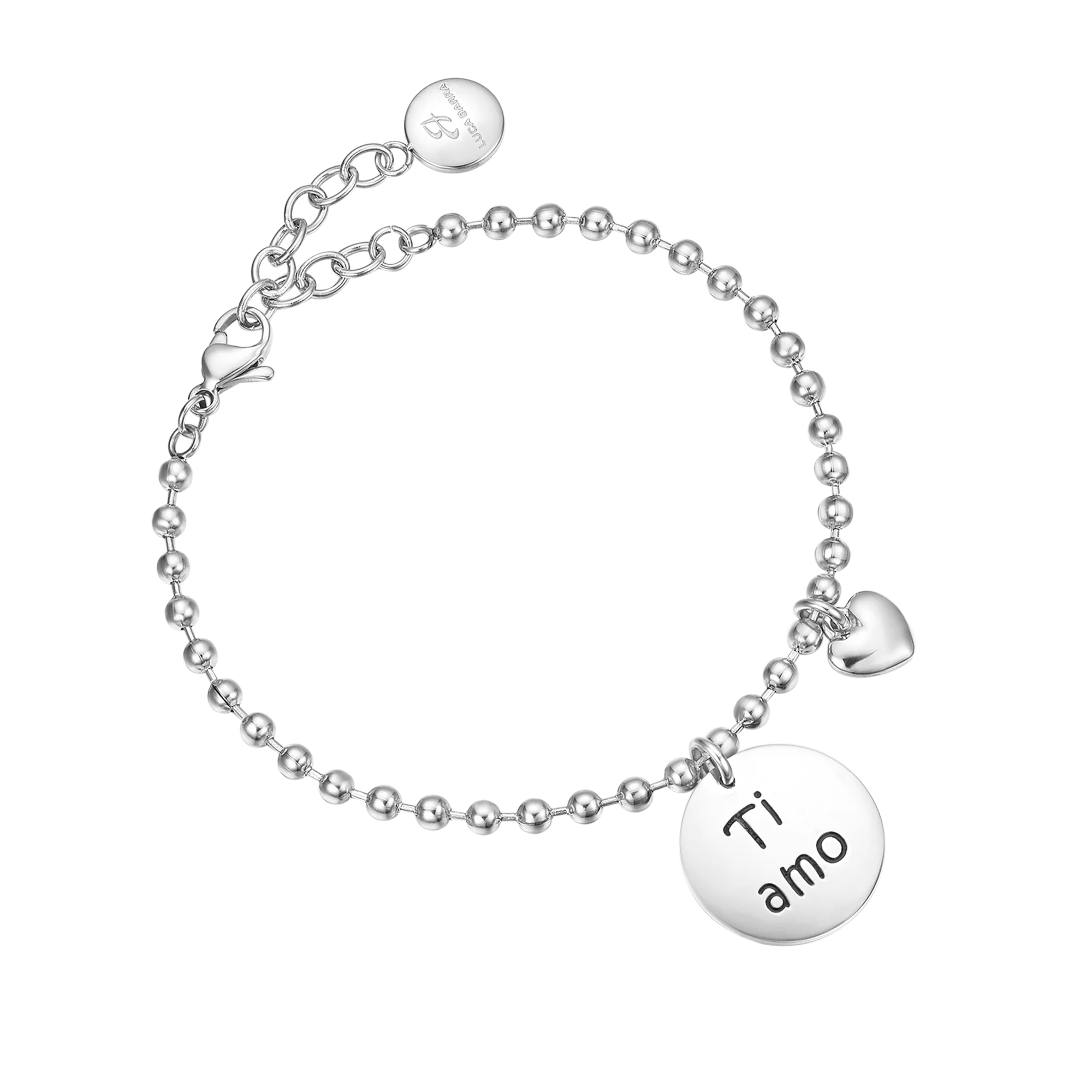 BRACCIALE IN ACCIAIO CON CIONDOLO IN METALLO TI AMO