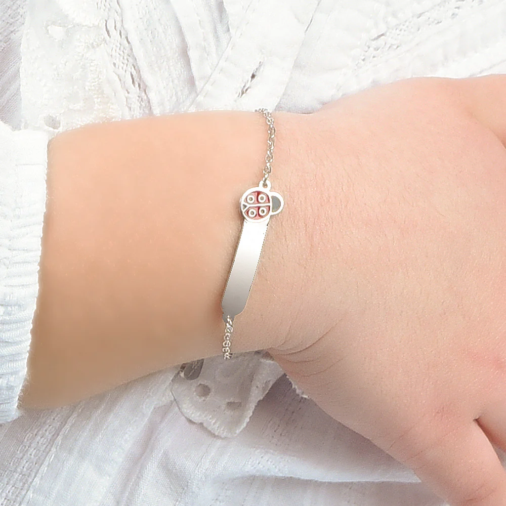 BRACCIALE BAMBINA PERSONALIZZABILE IN ACCIAIO CON COCCINELLA - Image 2