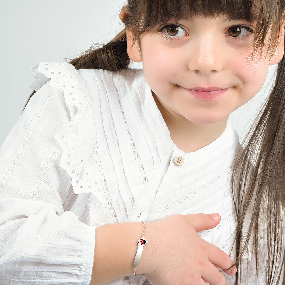 BRACCIALE BAMBINA PERSONALIZZABILE IN ACCIAIO CON COCCINELLA - Image 3