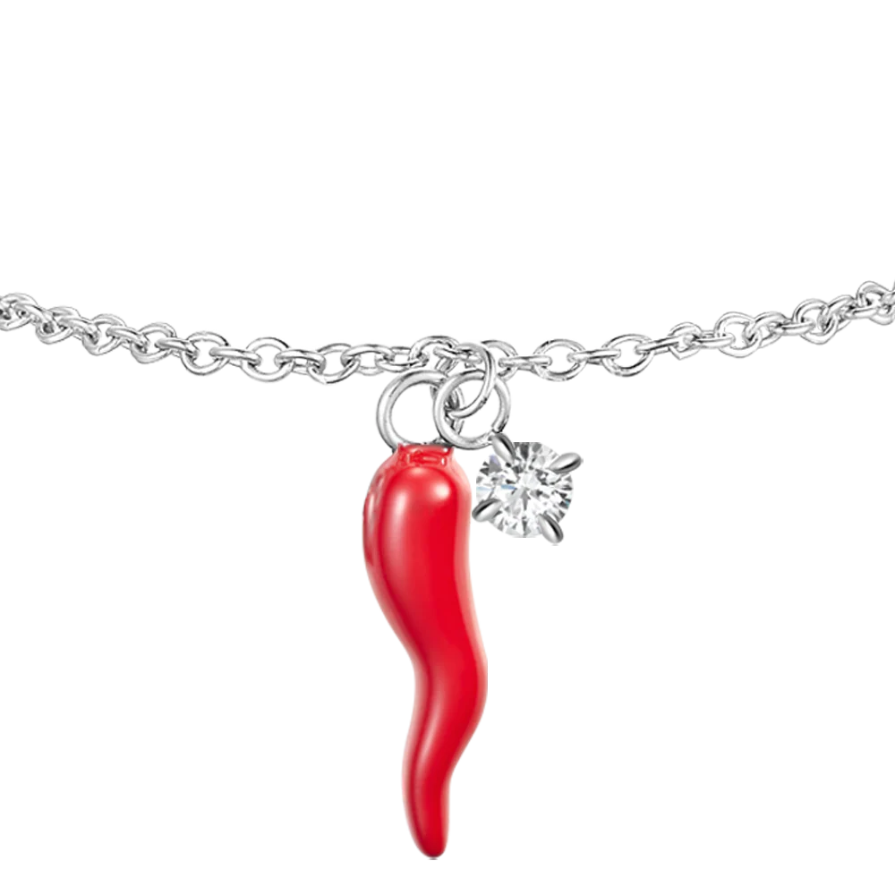 BRACCIALE IN ACCIAIO CON CORNO ROSSO E PUNTO LUCE - Image 4