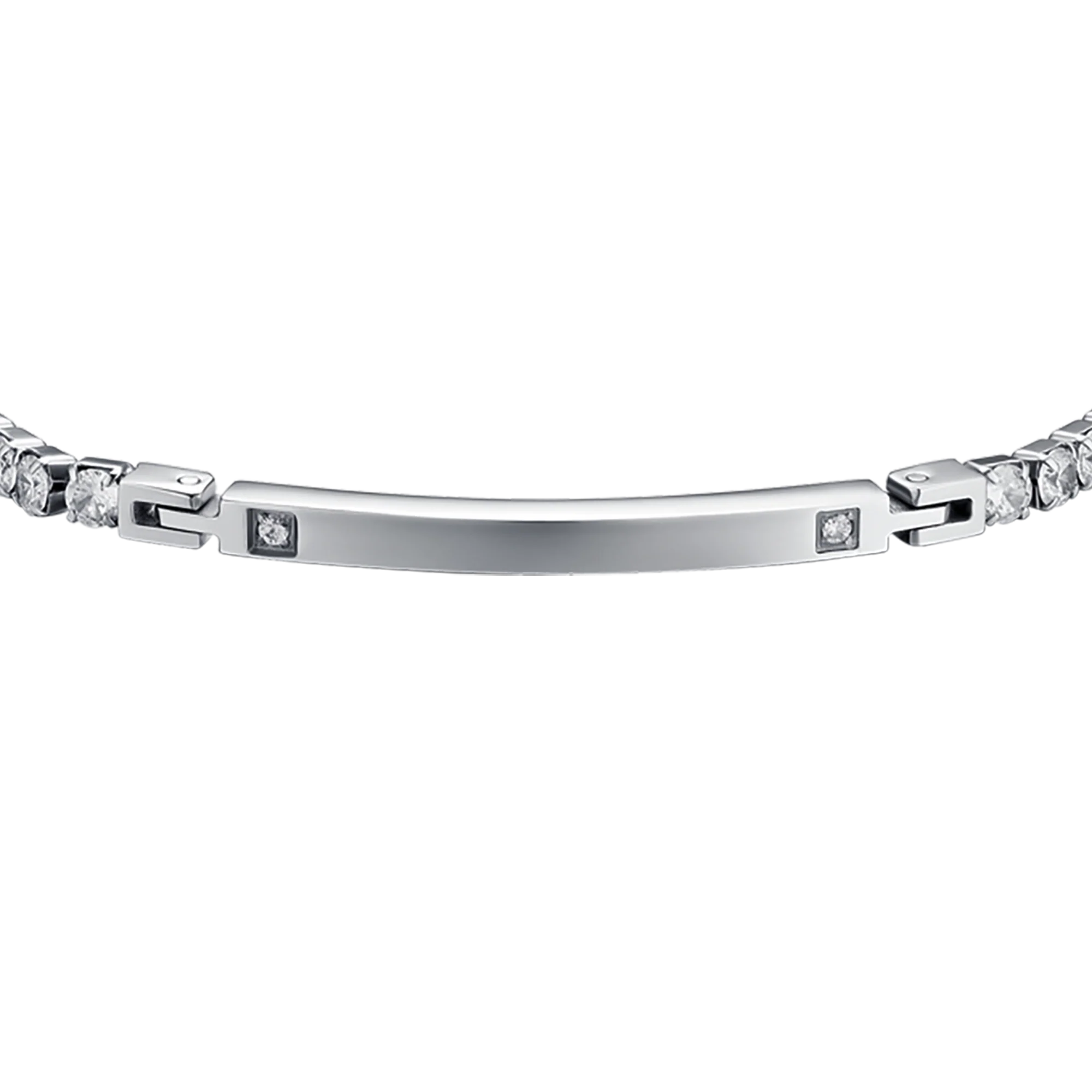 BRACCIALE UOMO IN ACCIAIO CON PIASTRA E CRISTALLI BIANCHI - Image 4